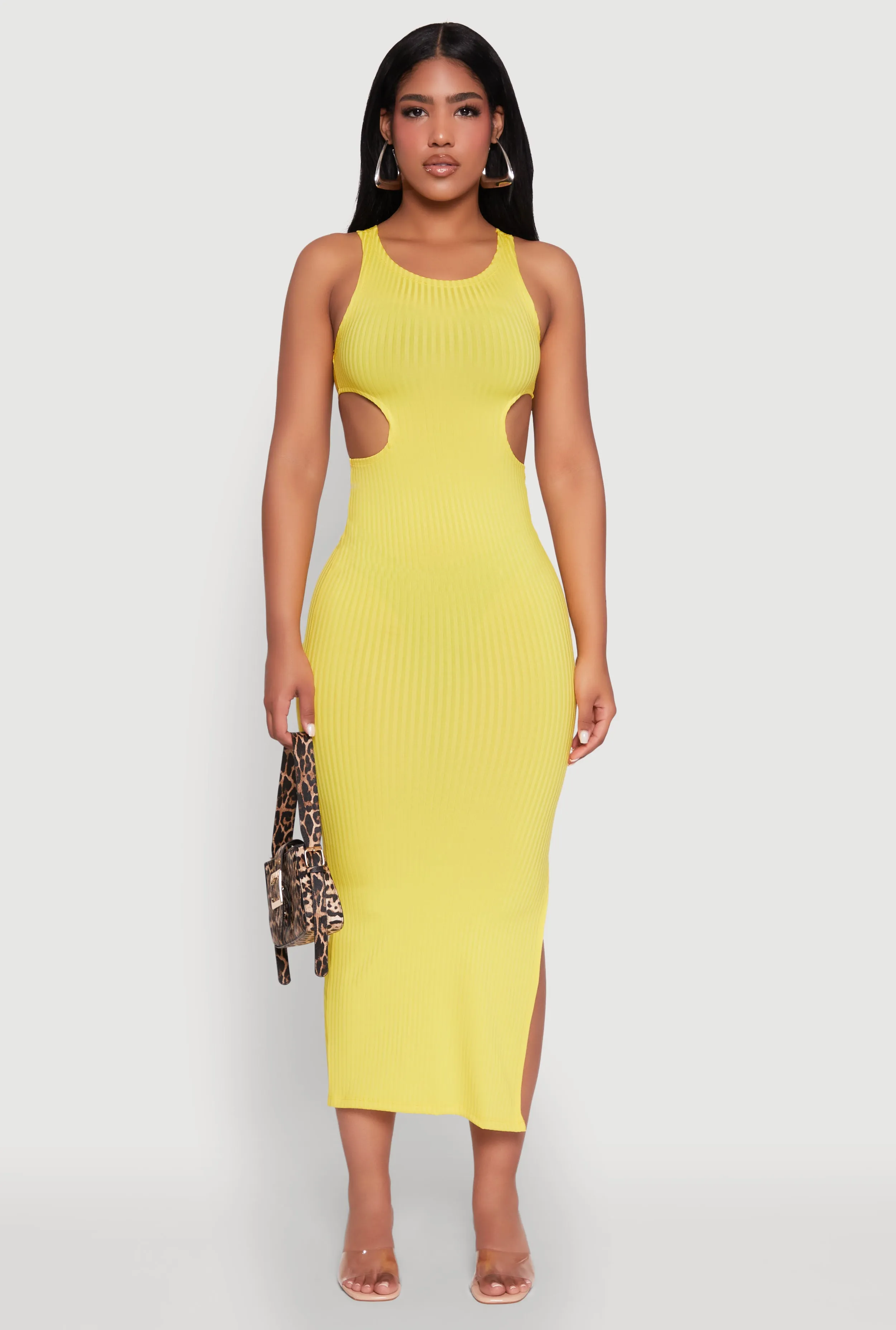 Rib Knit Side Cut Out Maxi Dress sold by Rainbow product image thumbnail 2