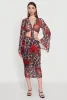 Mesh Jaguar Rose Print Ruched Skirt sold by Rainbow