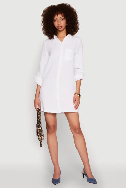 Gauze Knit Shirt Dress sold by Rainbow