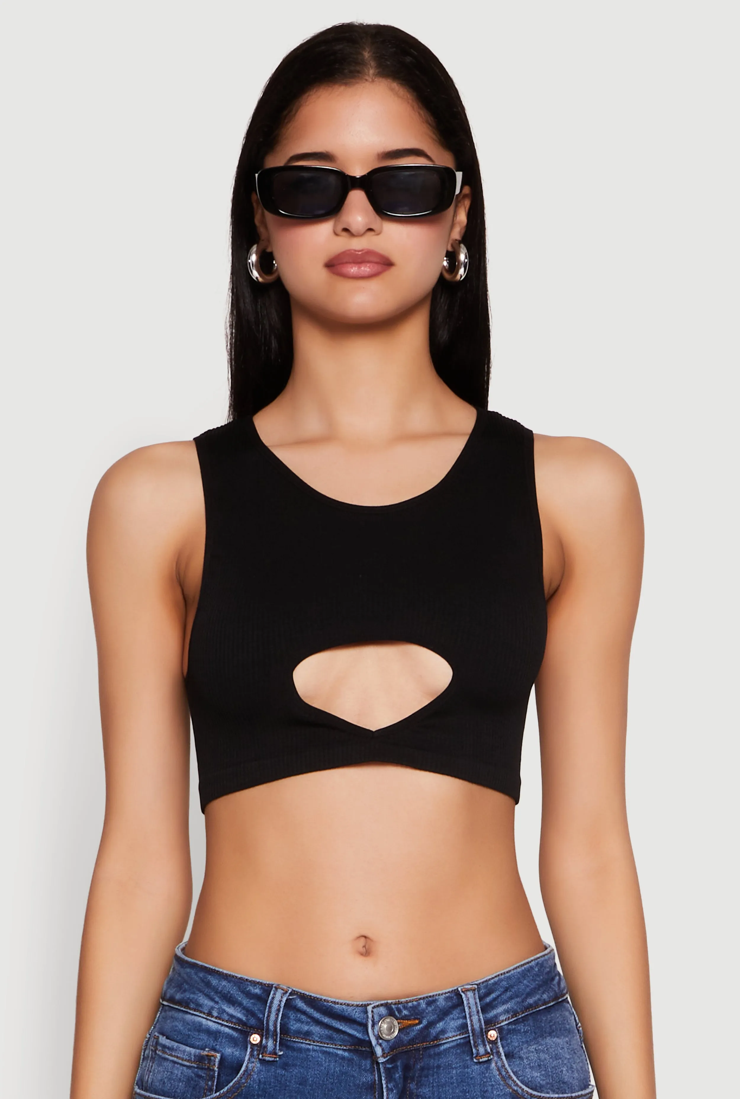 Cut Out Front Seamless Cropped Tank Top sold by Rainbow product image thumbnail 2