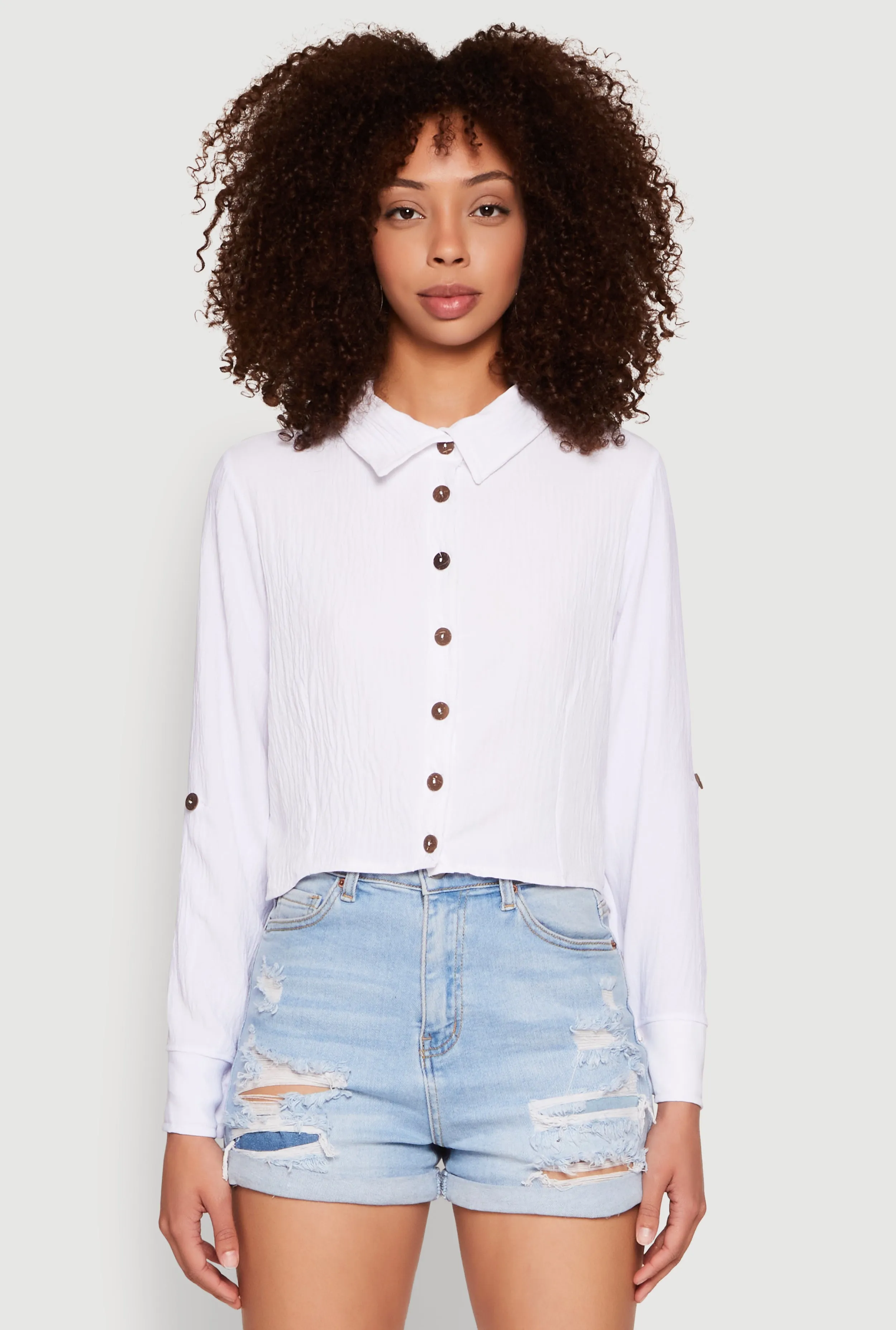 Keyhole Tie Back Long Sleeve Shirt sold by Rainbow product image thumbnail 2