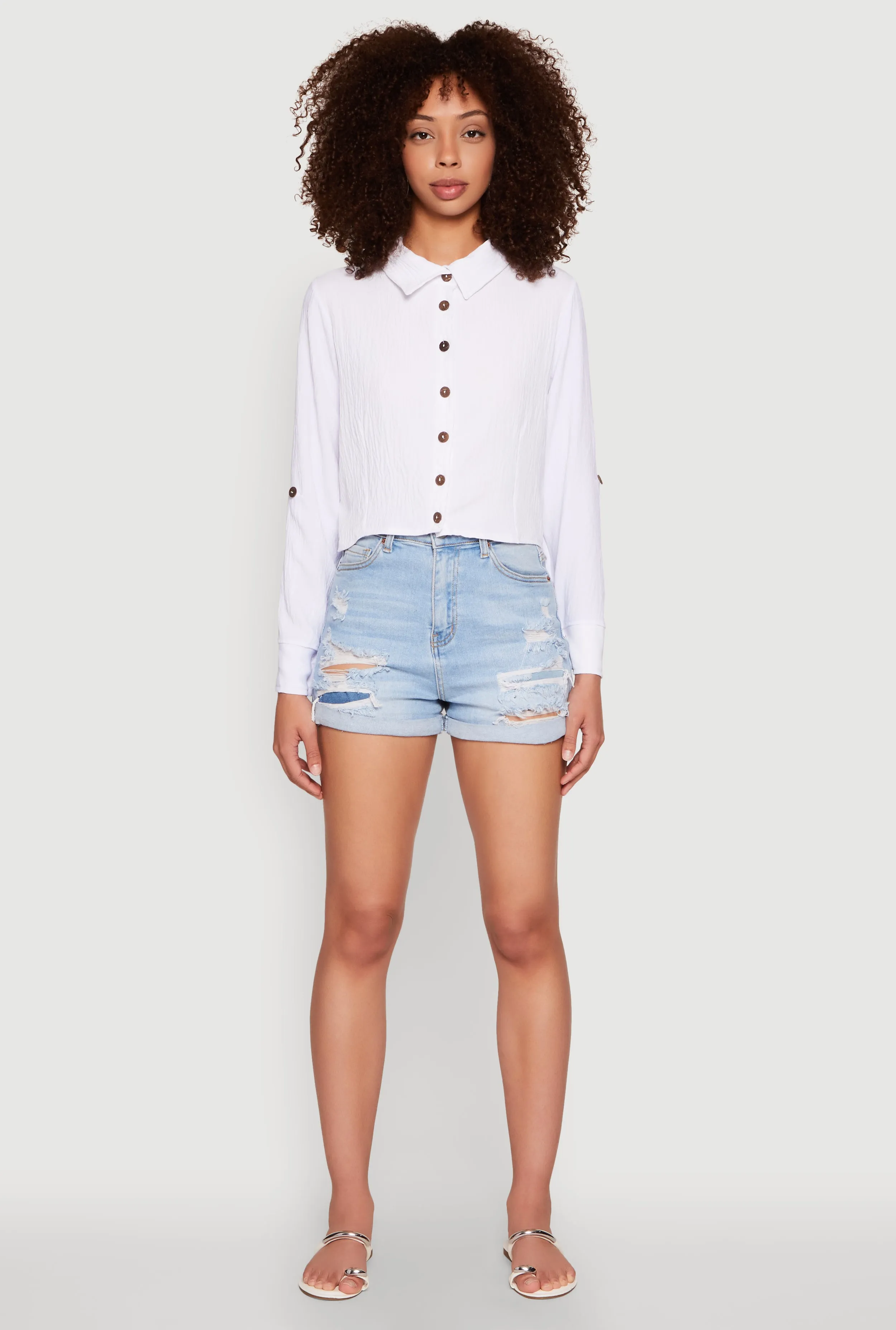 Keyhole Tie Back Long Sleeve Shirt sold by Rainbow product image thumbnail 3