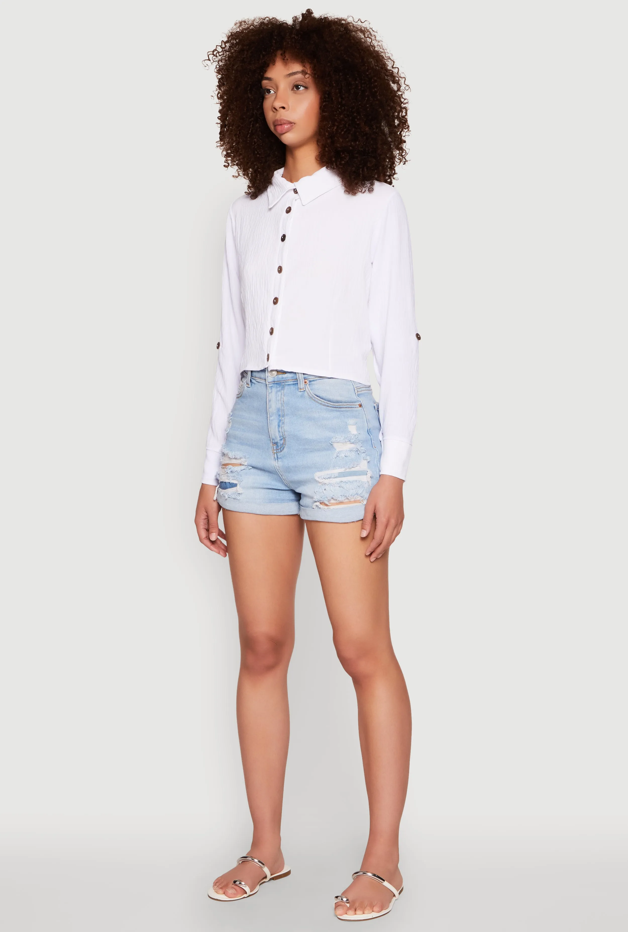 Keyhole Tie Back Long Sleeve Shirt sold by Rainbow product image thumbnail 5