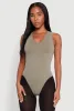 Seamless Mineral Wash V Neck Thong Bodysuit sold by Rainbow