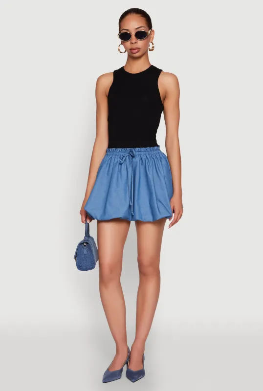 Color Blocked Paper Bag Waist Bubble Hem Dress sold by Rainbow