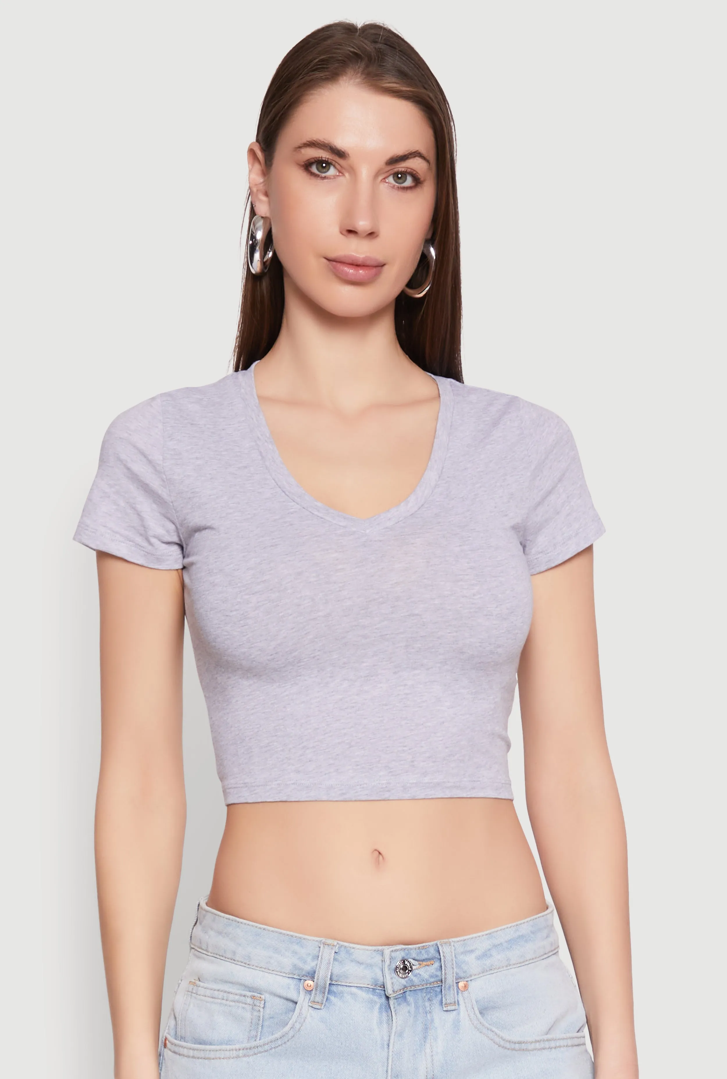 Short Sleeve V Neck Crop Top sold by Rainbow product image thumbnail 2
