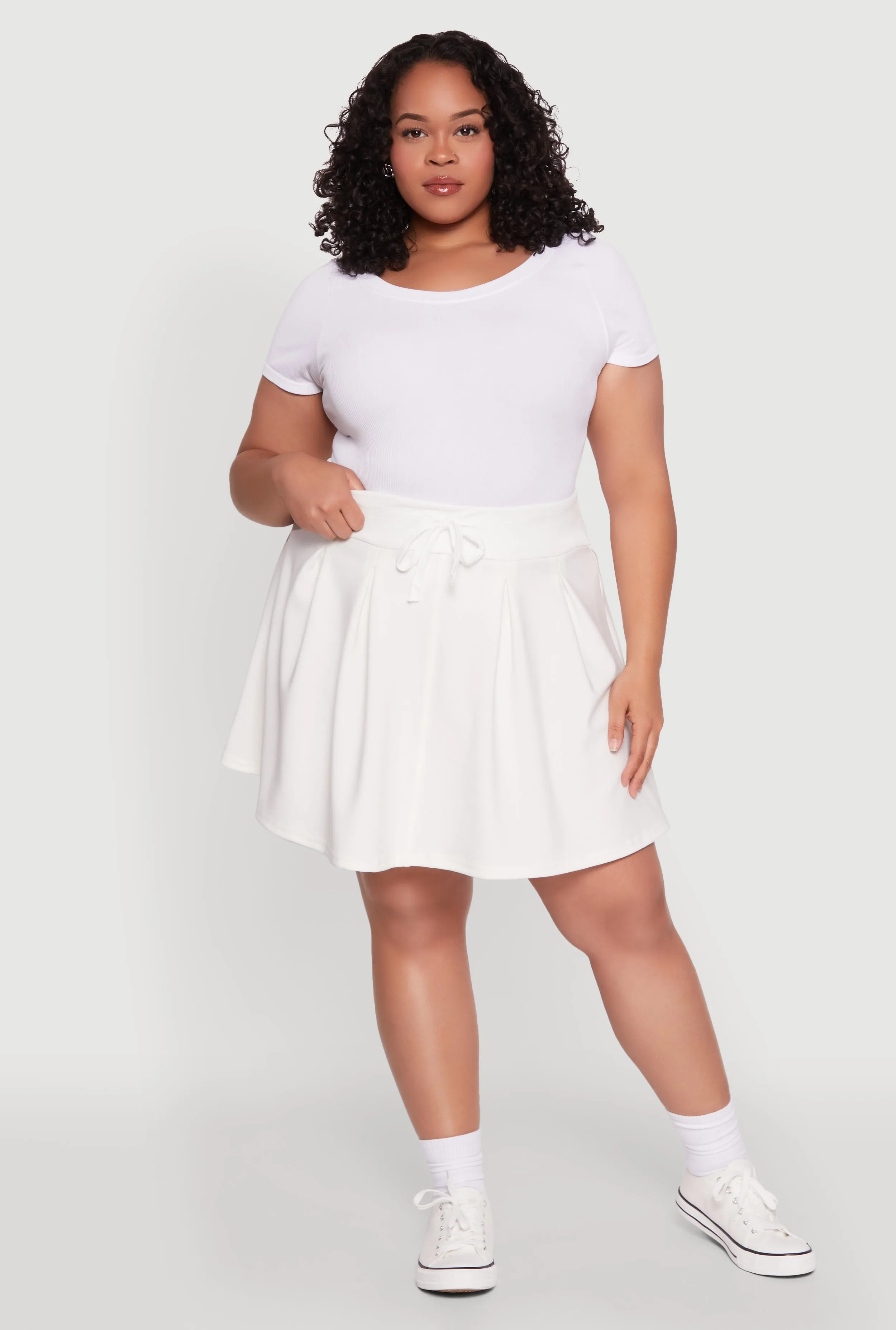 Plus Size Pleated High Waisted Circle Skirt sold by Rainbow