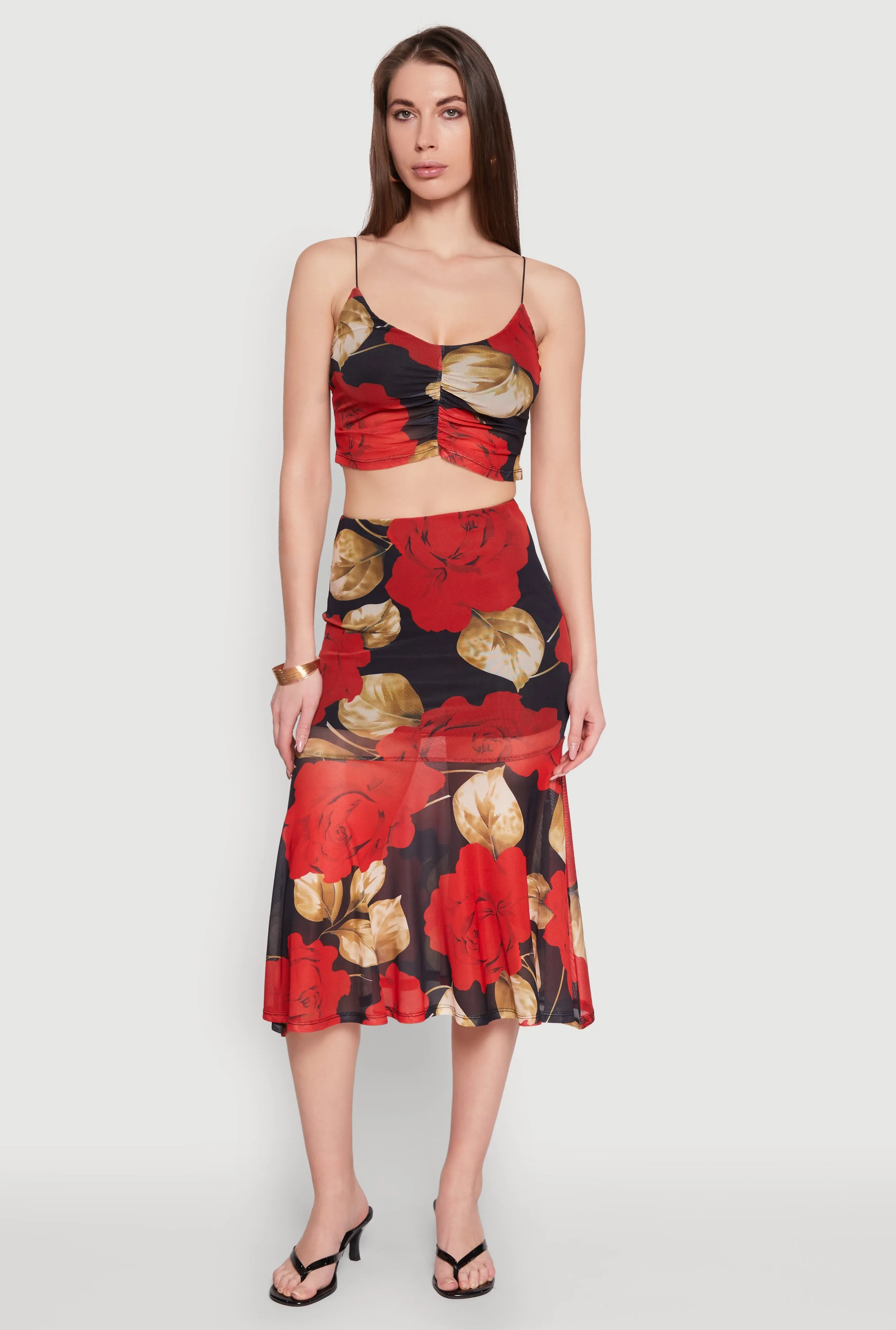 Mesh Rose Print Ruffled Hem Skirt sold by Rainbow product image thumbnail 2