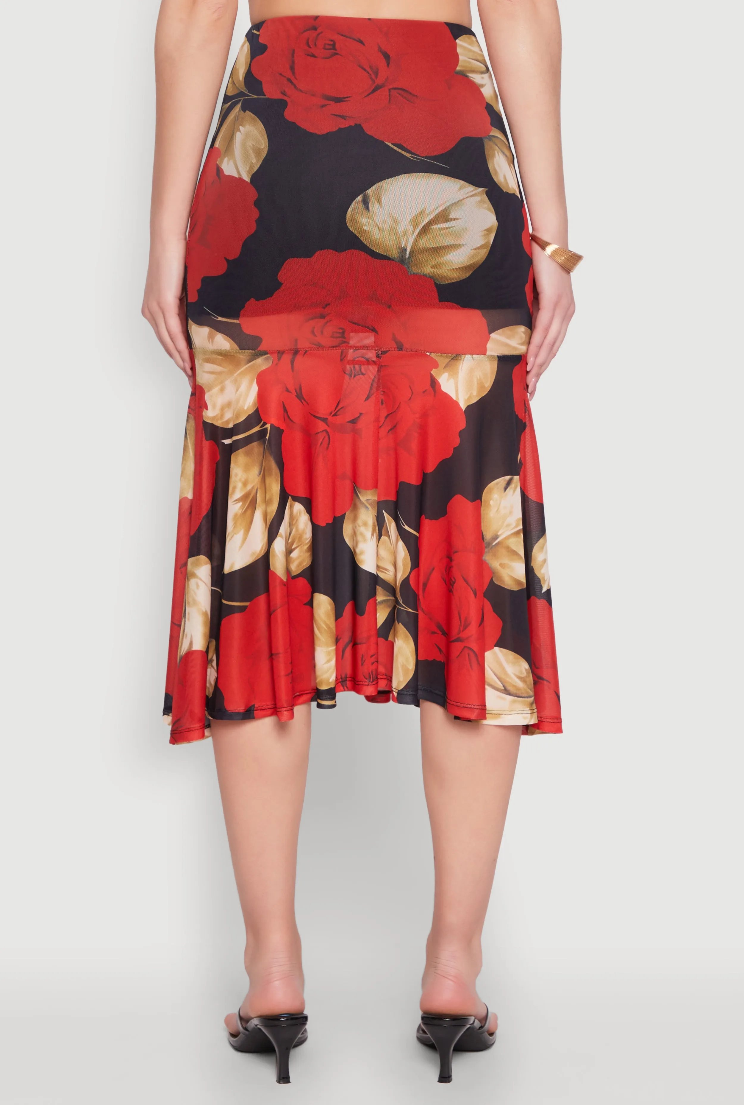 Mesh Rose Print Ruffled Hem Skirt sold by Rainbow product image thumbnail 5