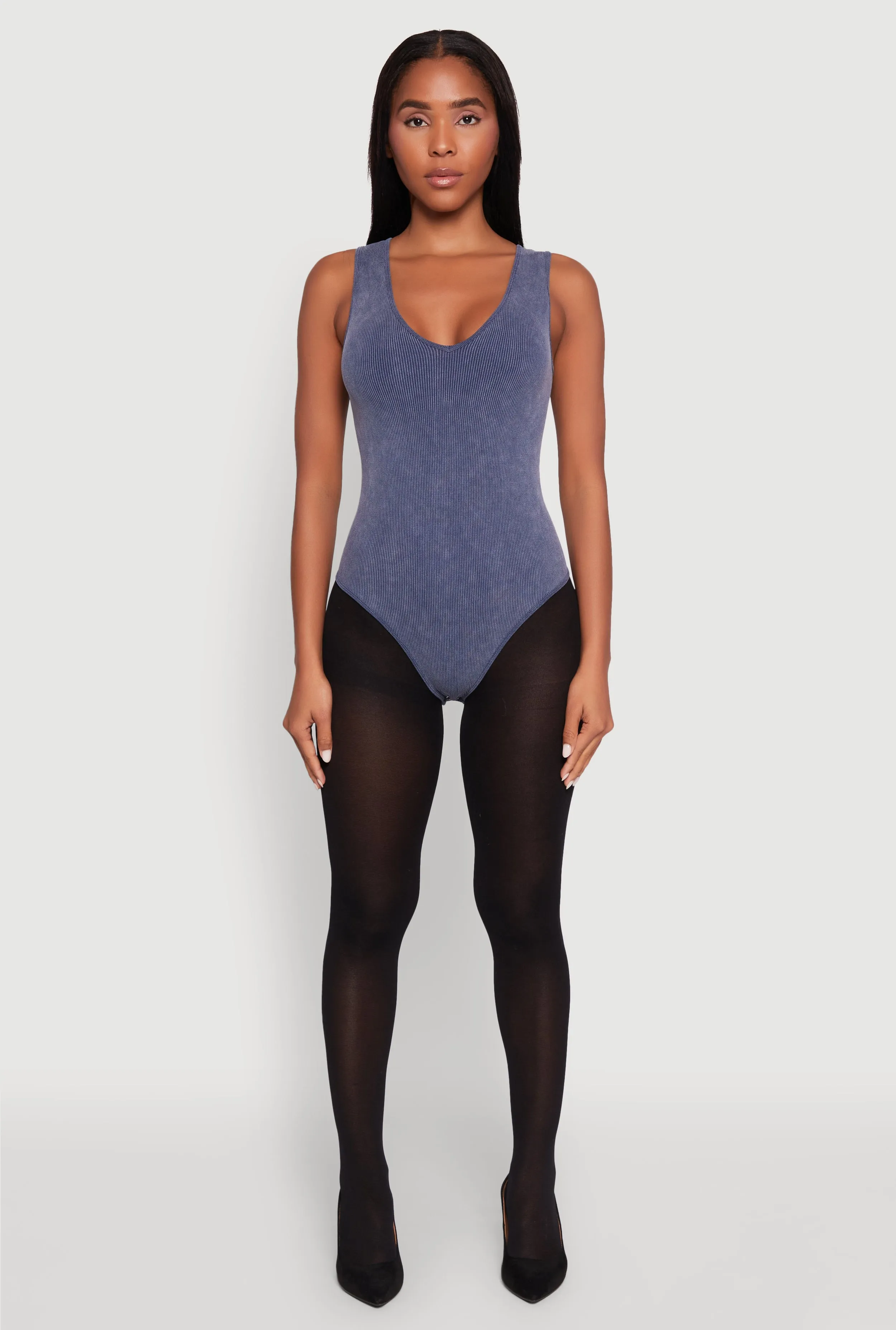 Seamless Mineral Wash V Neck Thong Bodysuit sold by Rainbow product image thumbnail 3