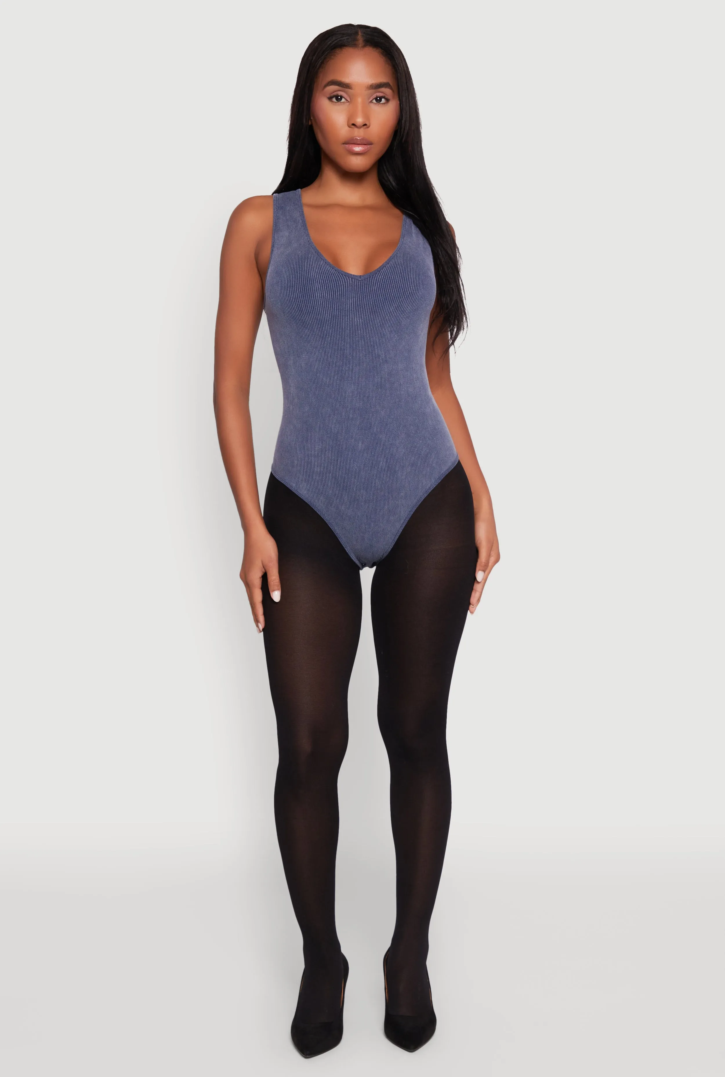 Seamless Mineral Wash V Neck Thong Bodysuit sold by Rainbow