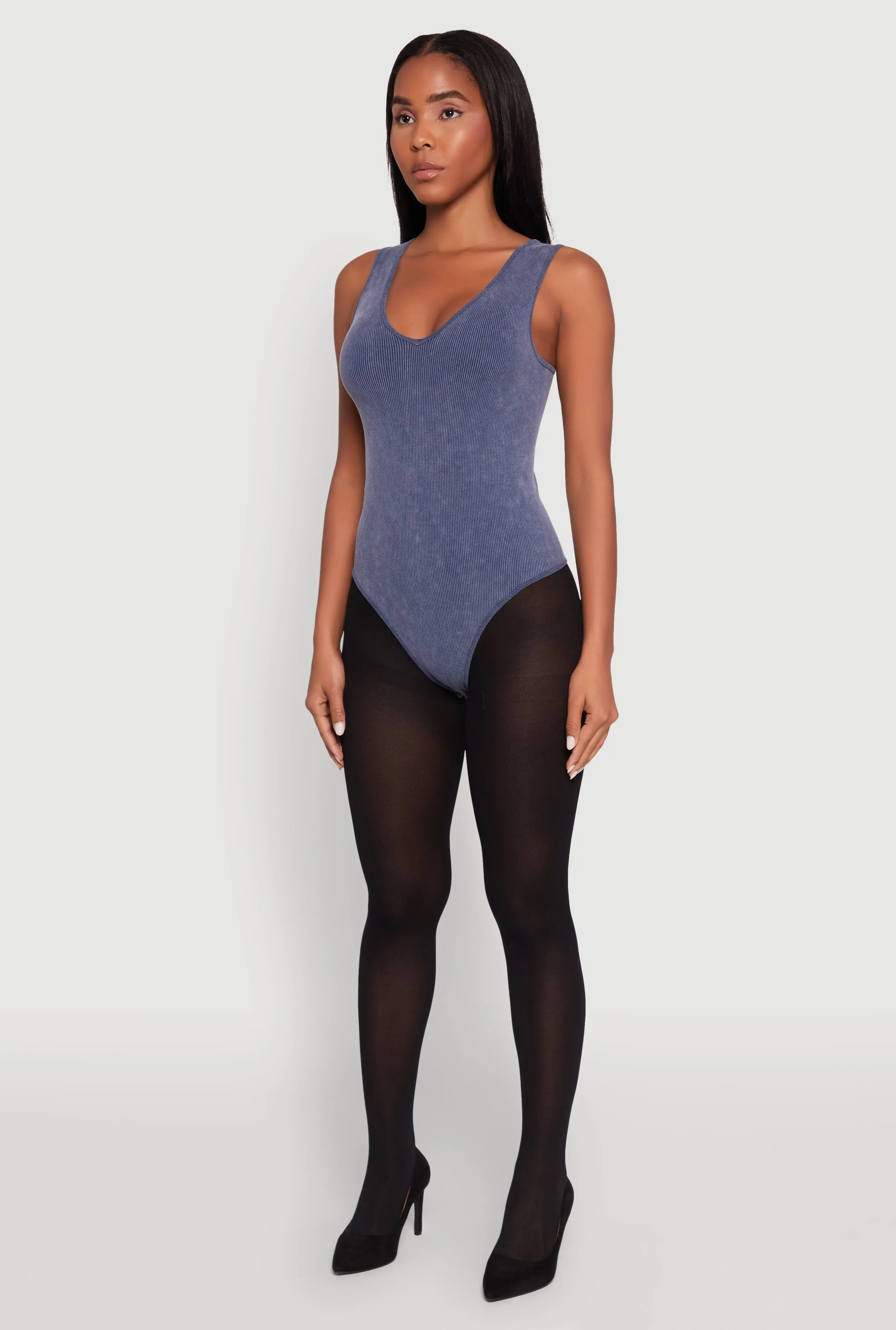 Seamless Mineral Wash V Neck Thong Bodysuit sold by Rainbow product image thumbnail 5