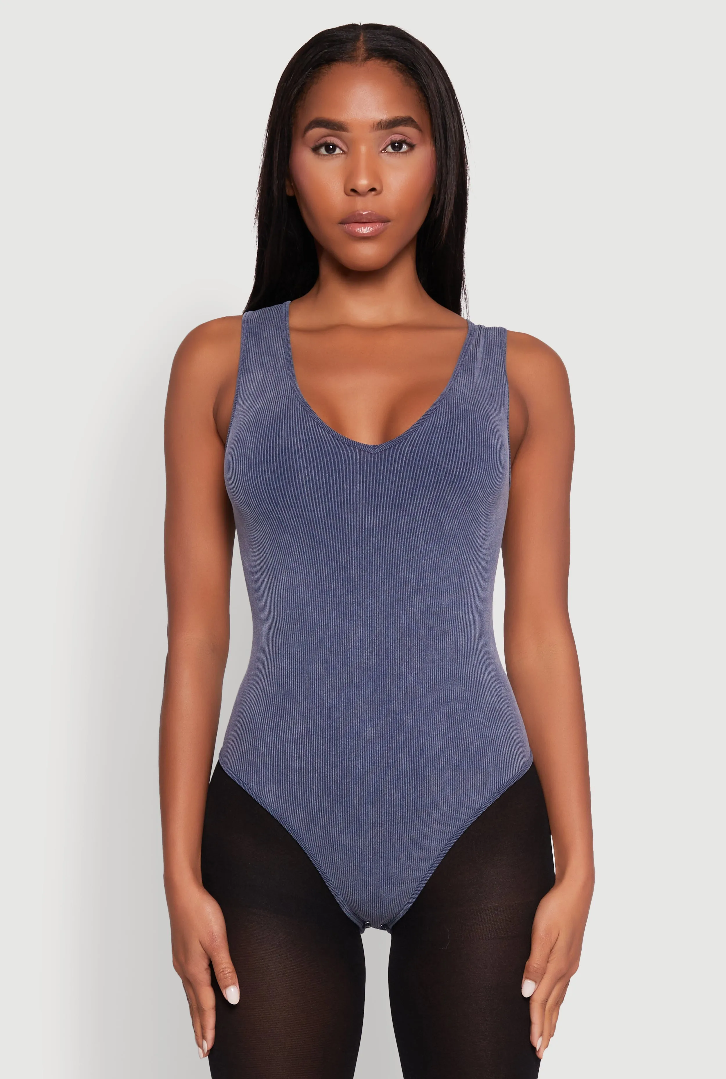 Seamless Mineral Wash V Neck Thong Bodysuit sold by Rainbow product image thumbnail 2