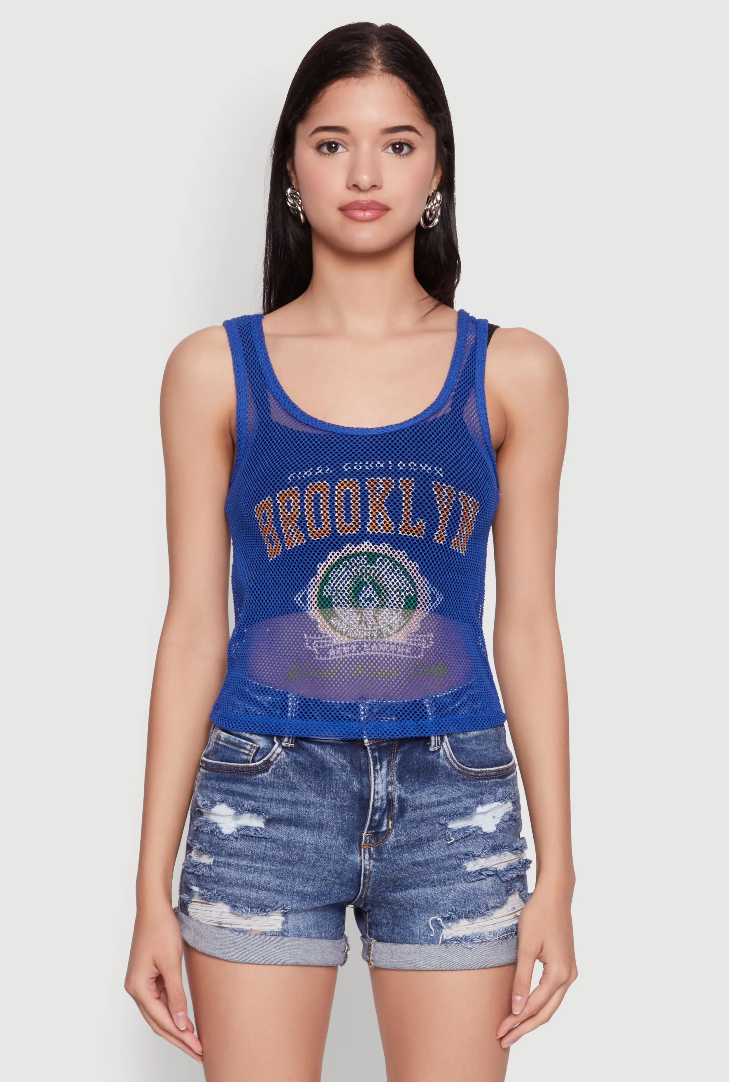 Brooklyn Graphic Fishnet Tank Top sold by Rainbow product image thumbnail 2