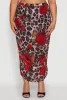 Plus Size Mesh Jaguar Rose Print Ruched Skirt sold by Rainbow