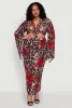 Plus Size Mesh Jaguar Rose Print Ruched Skirt sold by Rainbow