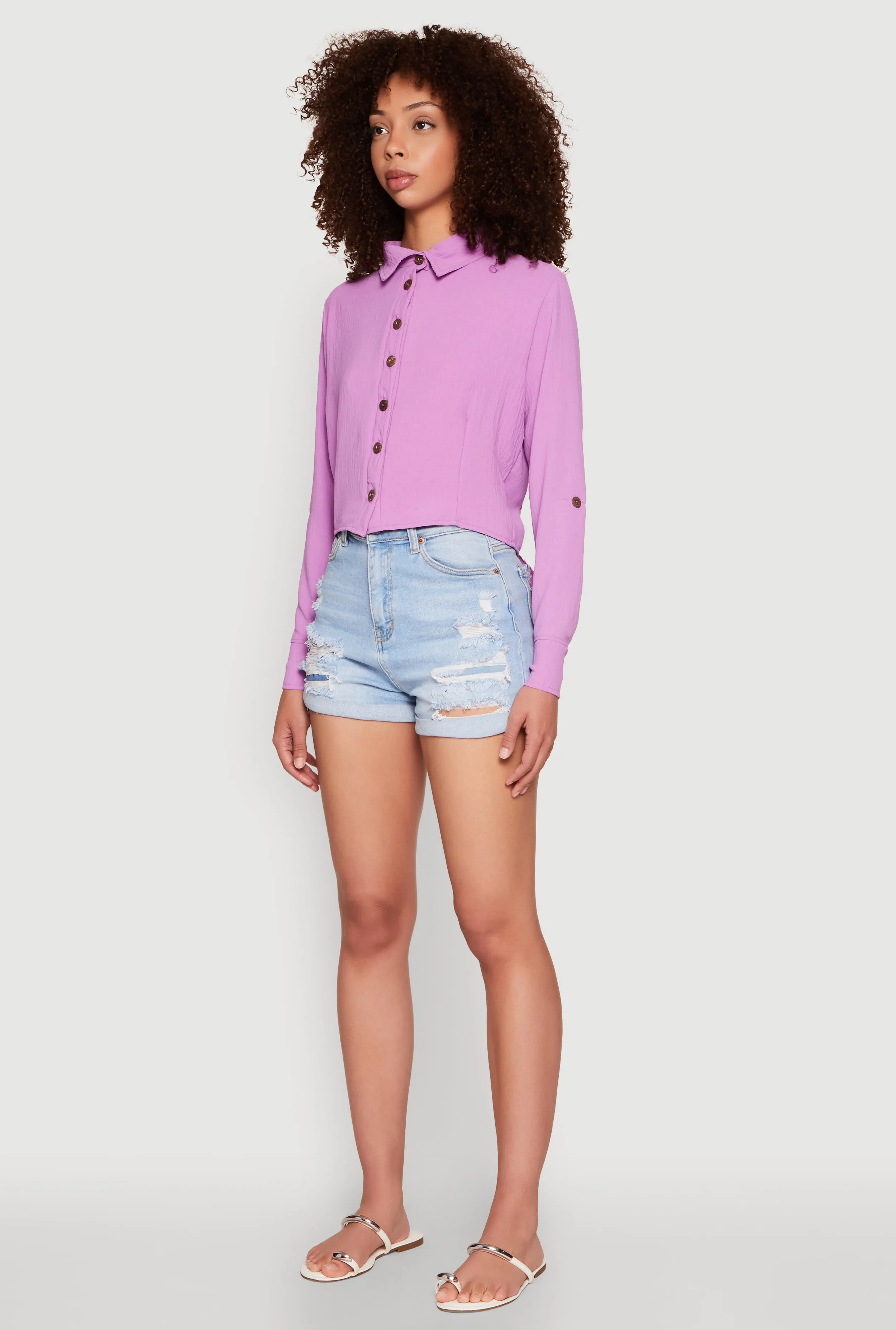 Keyhole Tie Back Long Sleeve Shirt sold by Rainbow product image thumbnail 5