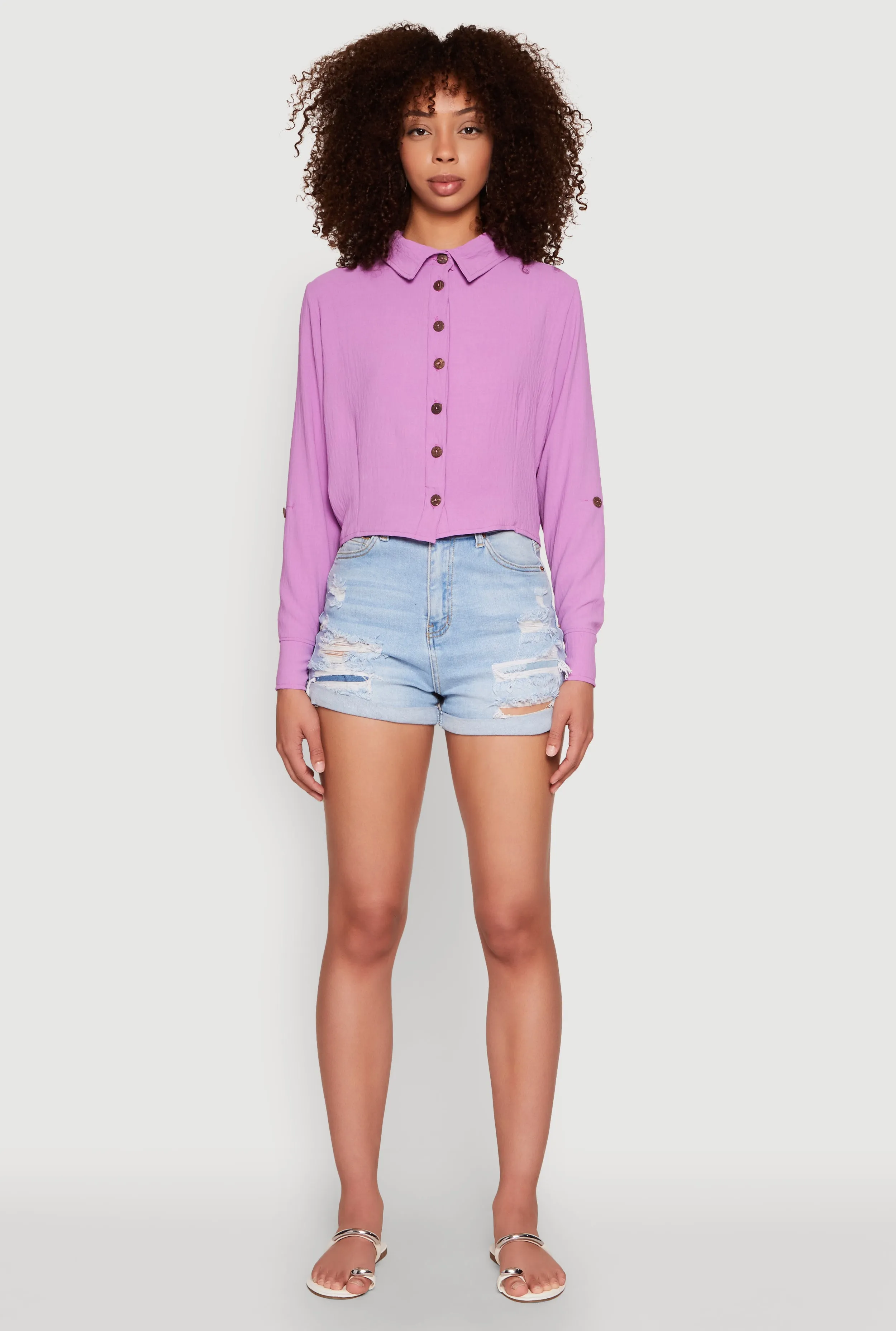 Keyhole Tie Back Long Sleeve Shirt sold by Rainbow product image thumbnail 3