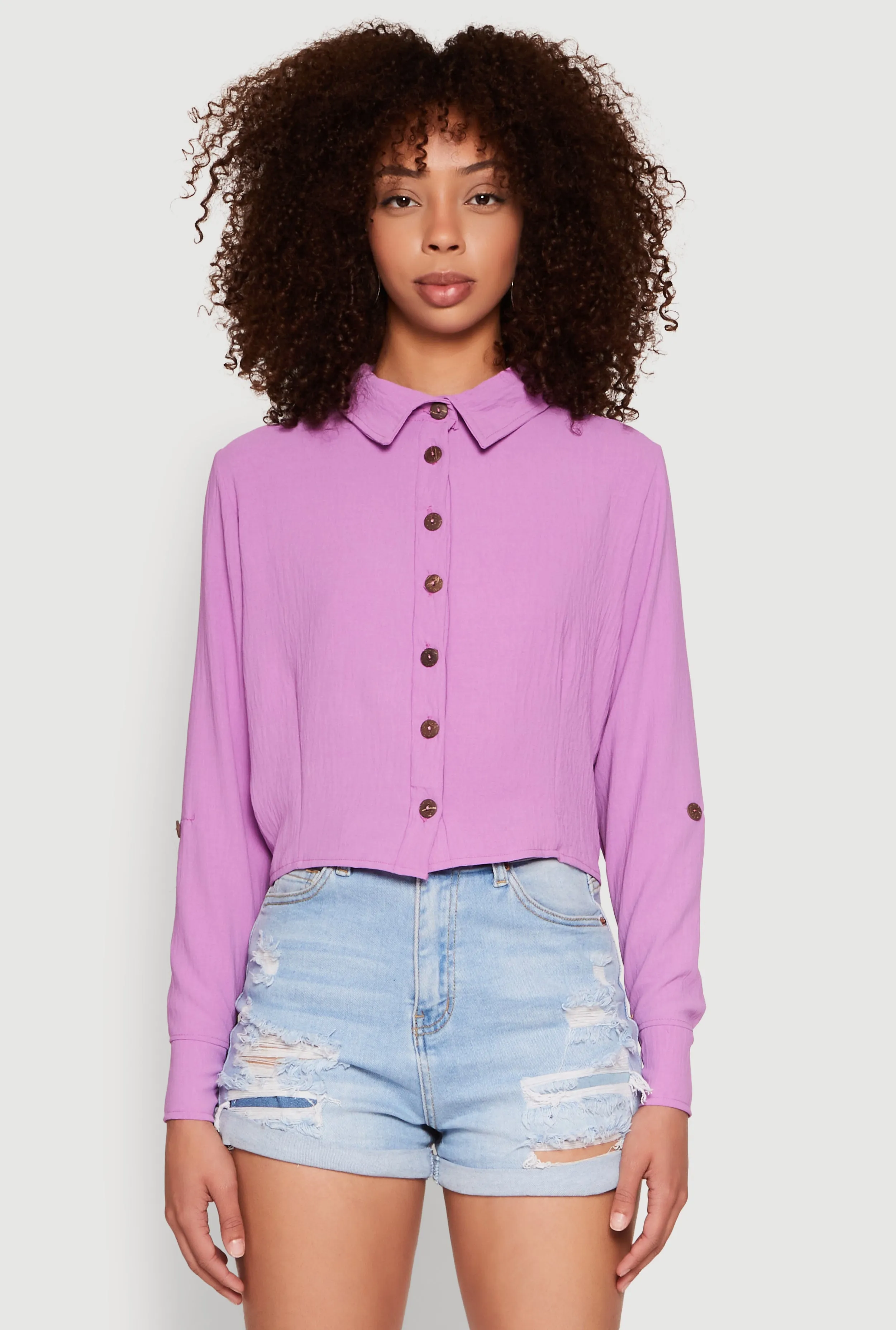 Keyhole Tie Back Long Sleeve Shirt sold by Rainbow product image thumbnail 2