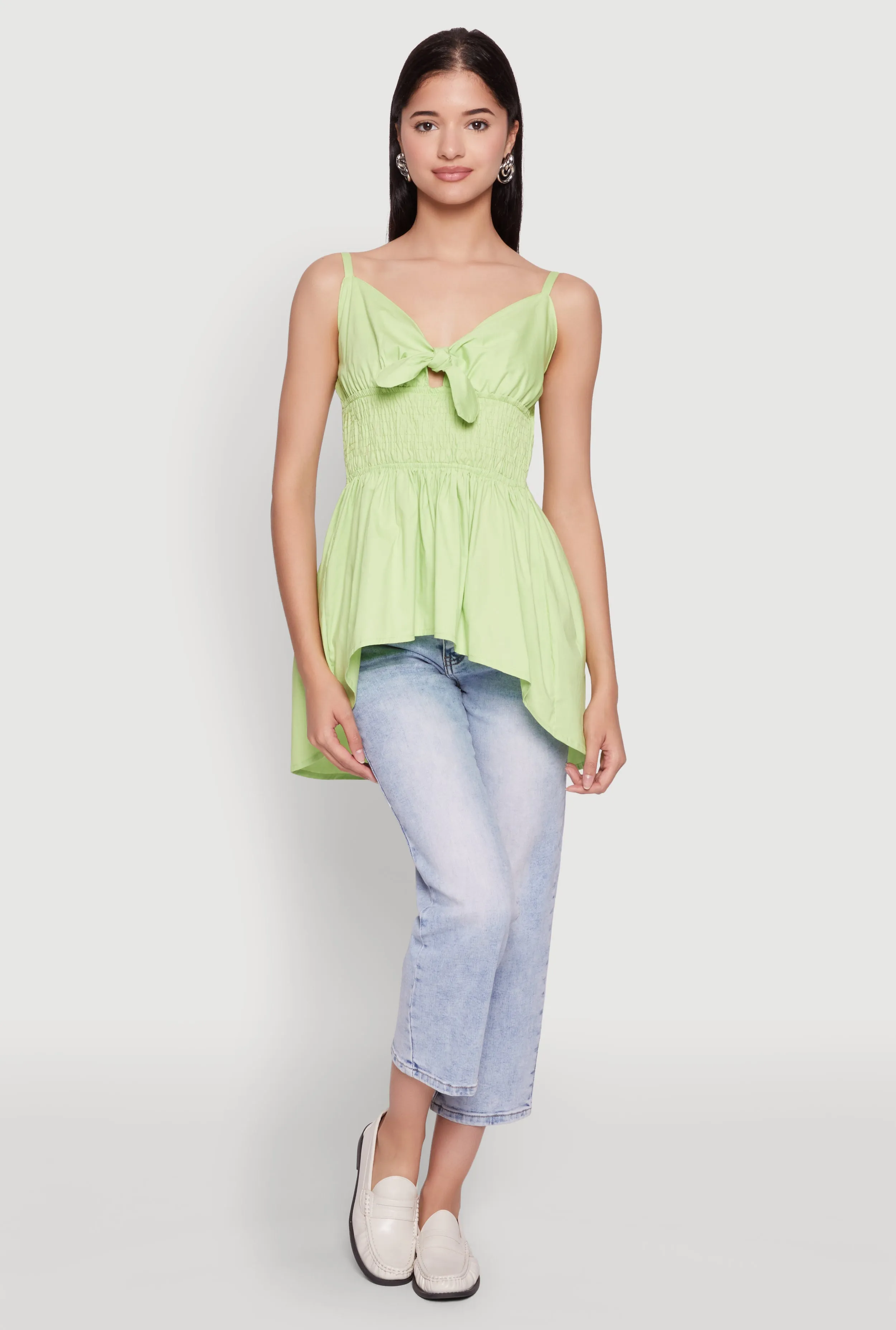 Tie Front High Low Peplum Cami sold by Rainbow
