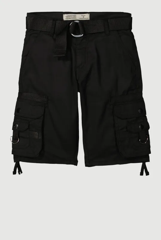 Boys Belted Cargo Pocket Shorts sold by Rainbow