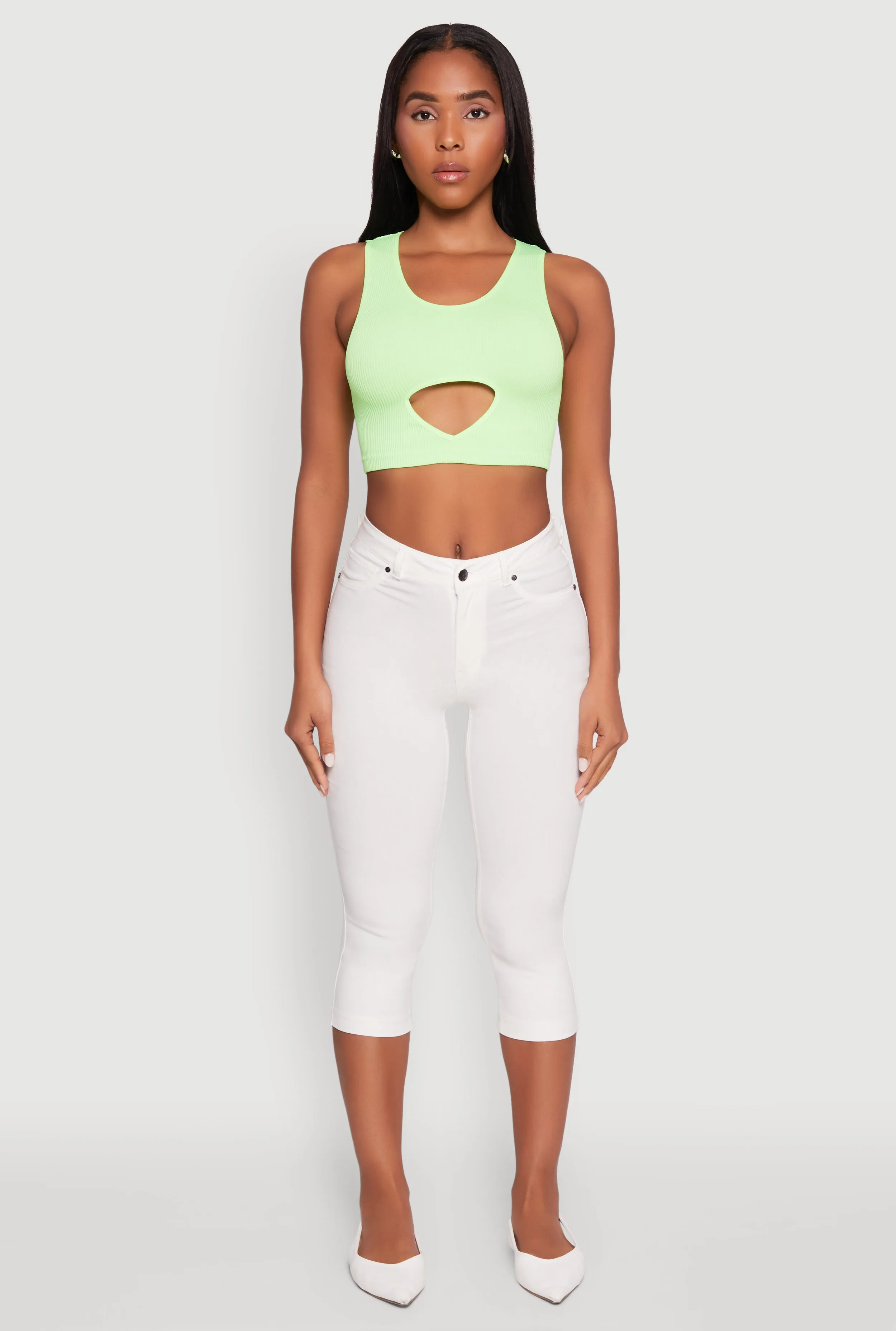 Cut Out Front Seamless Cropped Tank Top sold by Rainbow