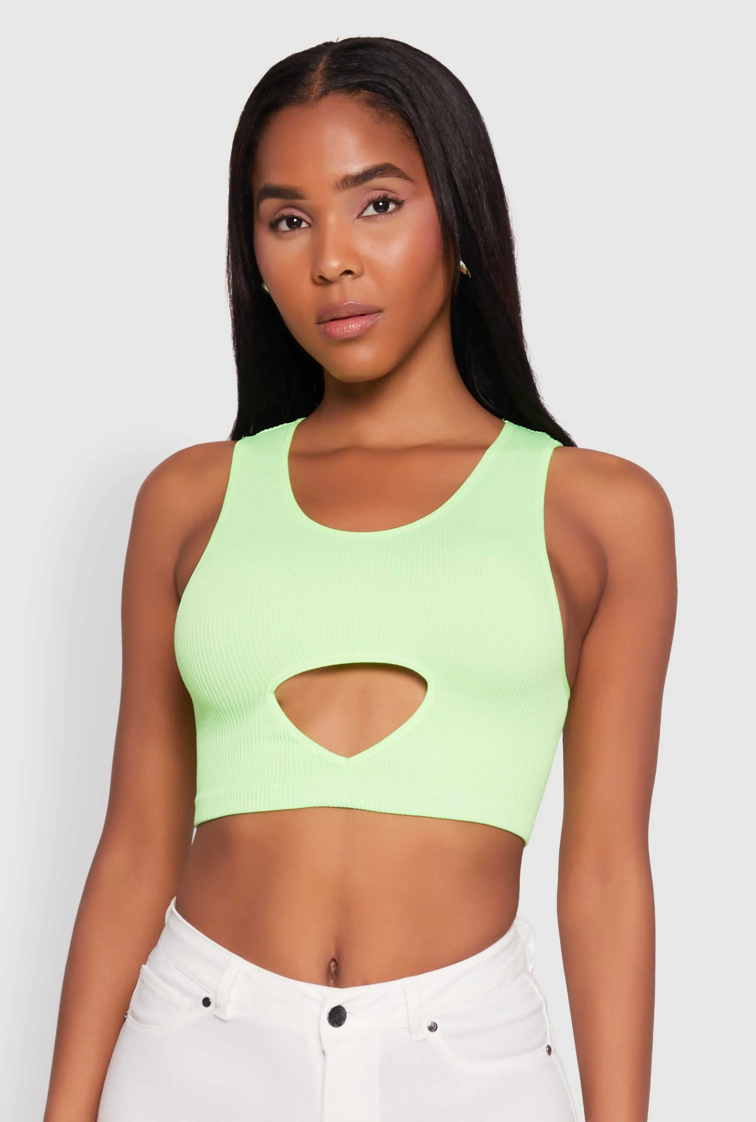 Cut Out Front Seamless Cropped Tank Top sold by Rainbow product image thumbnail 2