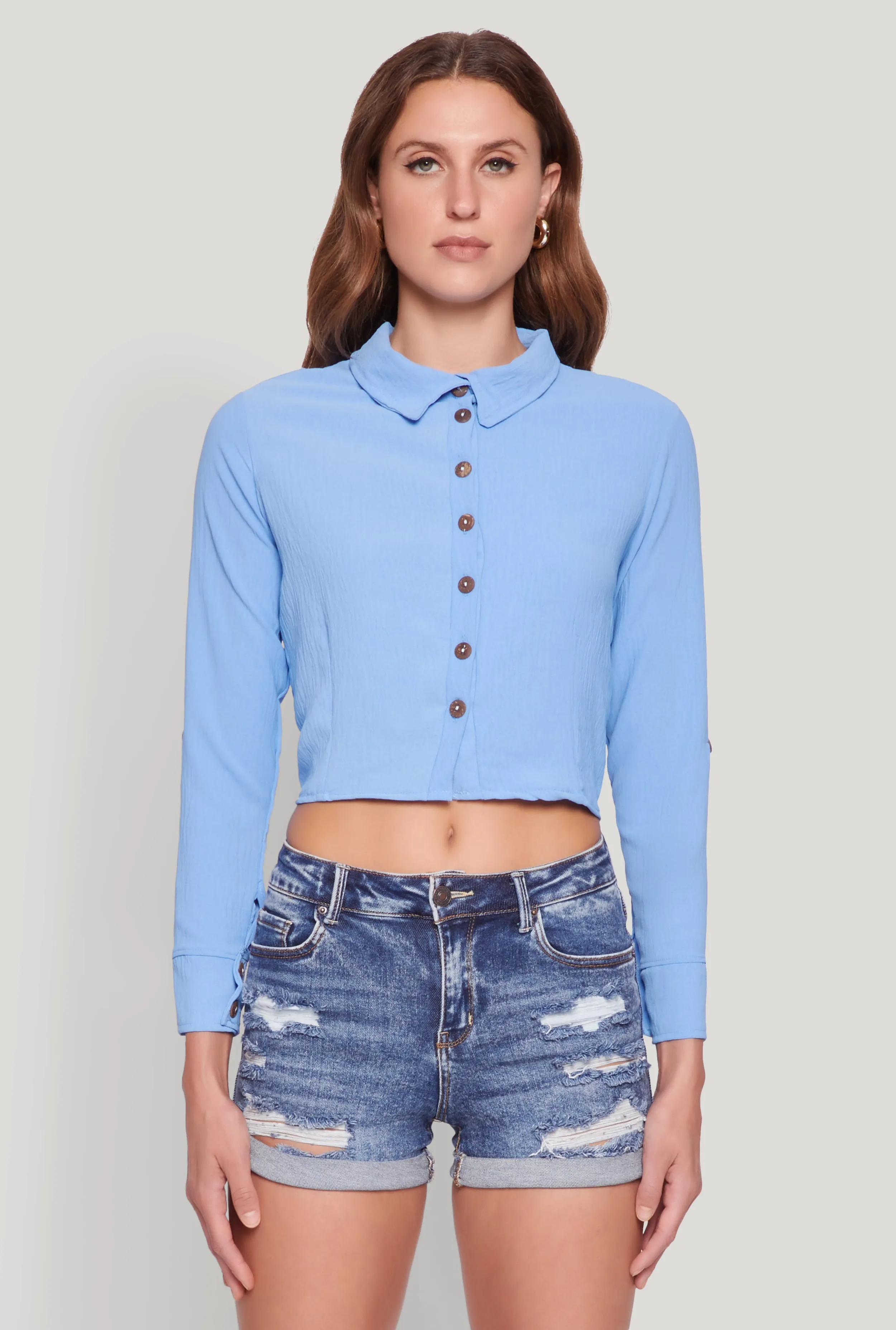 Keyhole Tie Back Long Sleeve Shirt sold by Rainbow product image thumbnail 2