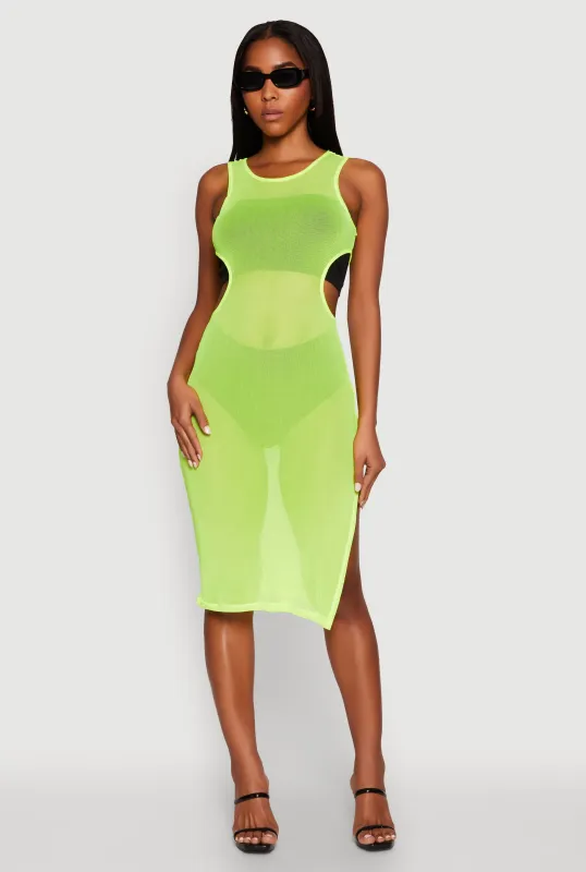 Mesh Side Slit Cut Out Maxi Top sold by Rainbow