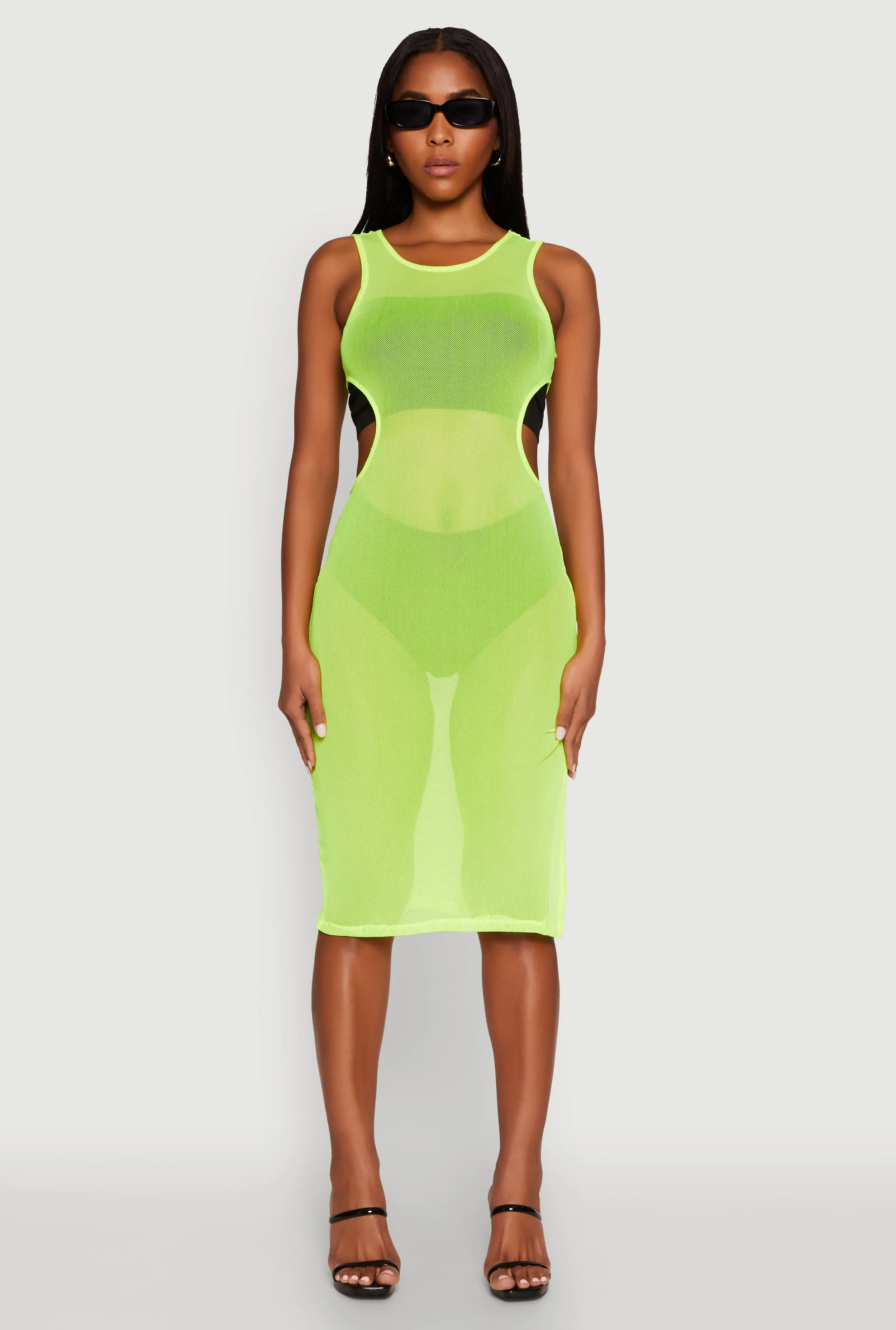 Mesh Side Slit Cut Out Maxi Top sold by Rainbow product image thumbnail 2