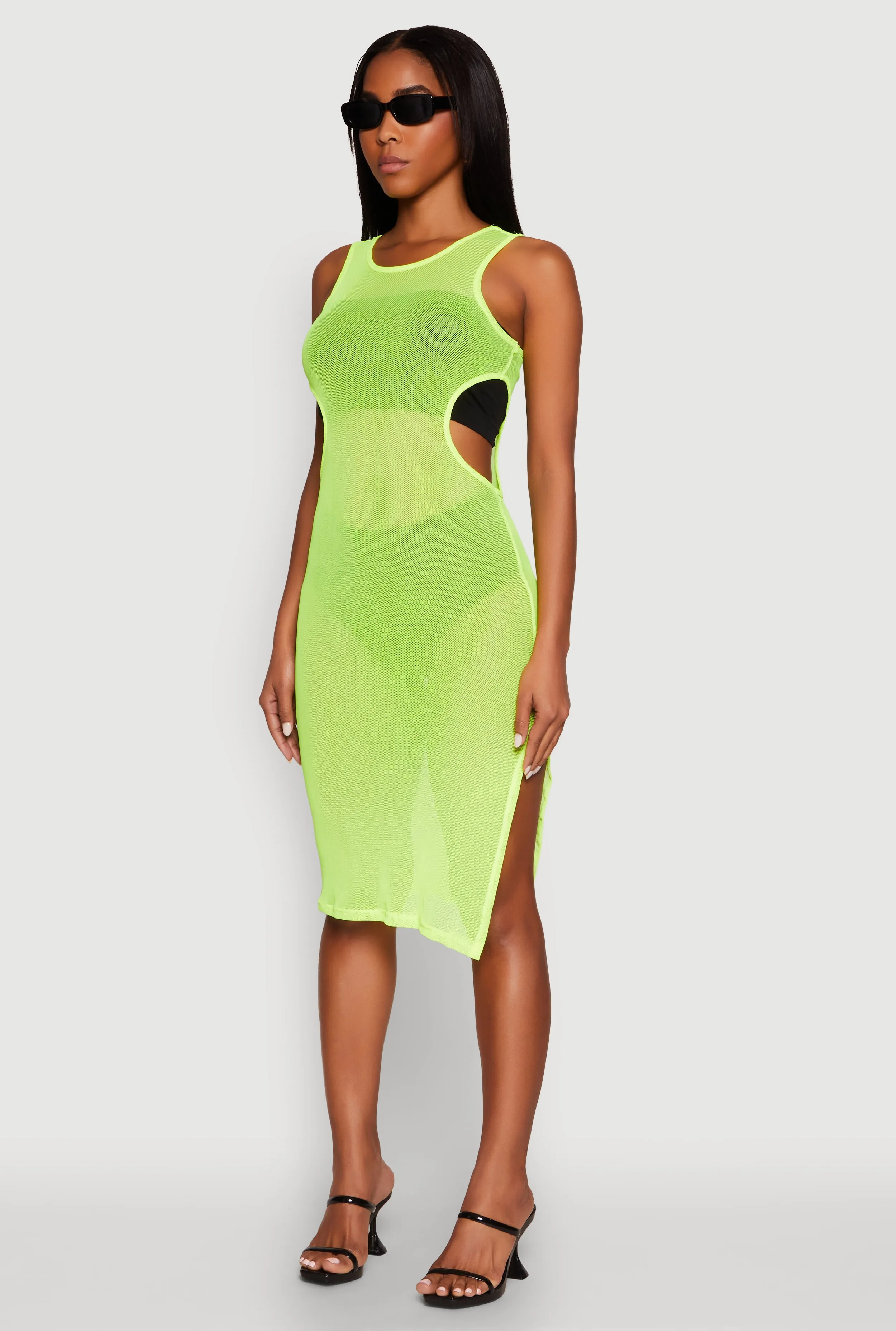 Mesh Side Slit Cut Out Maxi Top sold by Rainbow product image thumbnail 3