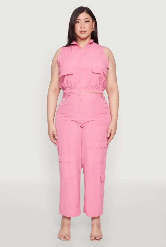 Plus Size Wide Leg Cargo Pants sold by Rainbow