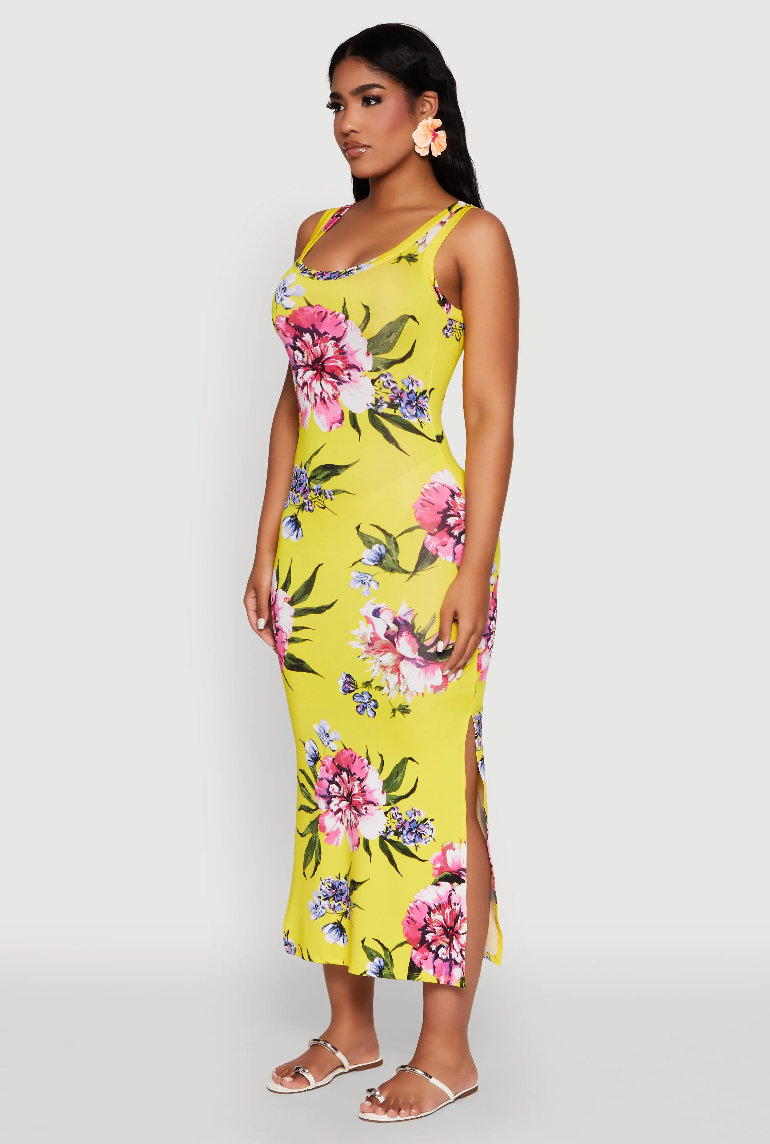 Floral Side Slit Maxi Tank Dress sold by Rainbow product image thumbnail 3