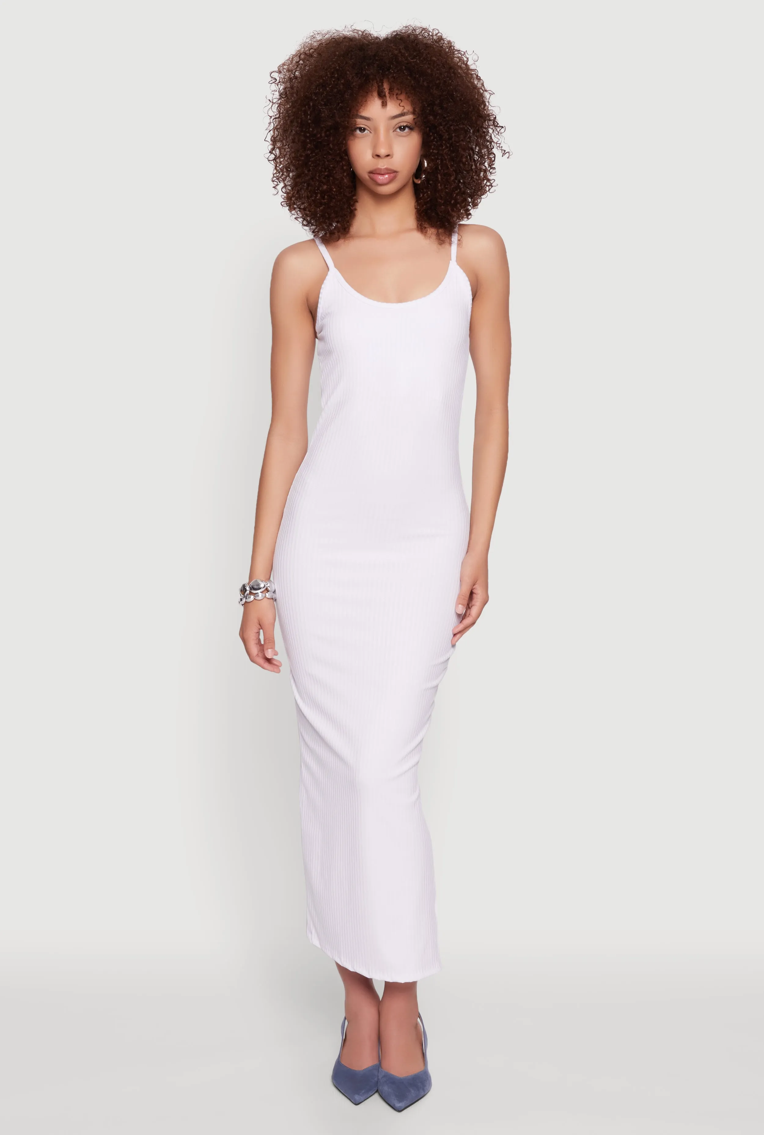 Ribbed Knit Side Slit Cami Maxi Dress sold by Rainbow