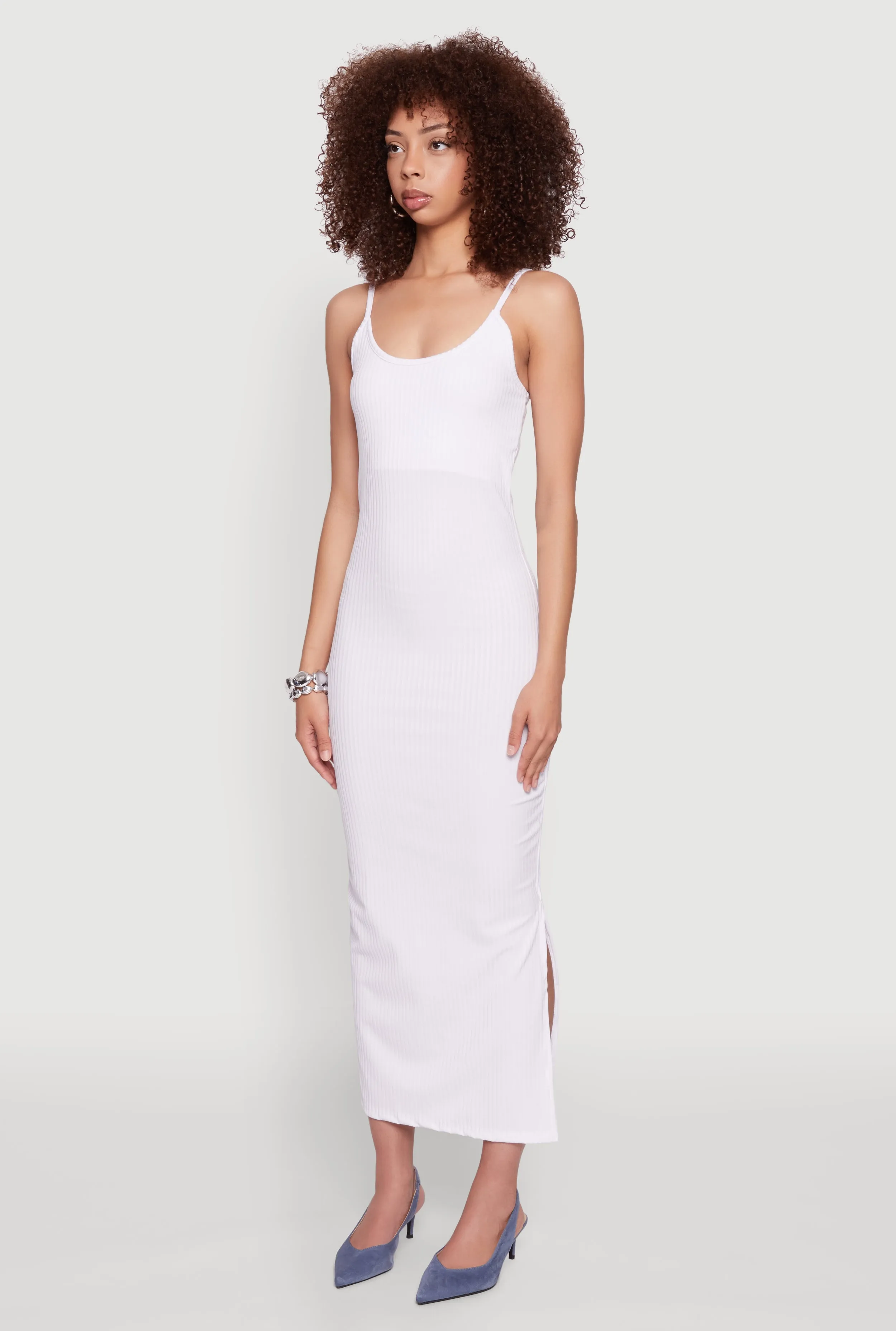 Ribbed Knit Side Slit Cami Maxi Dress sold by Rainbow product image thumbnail 3