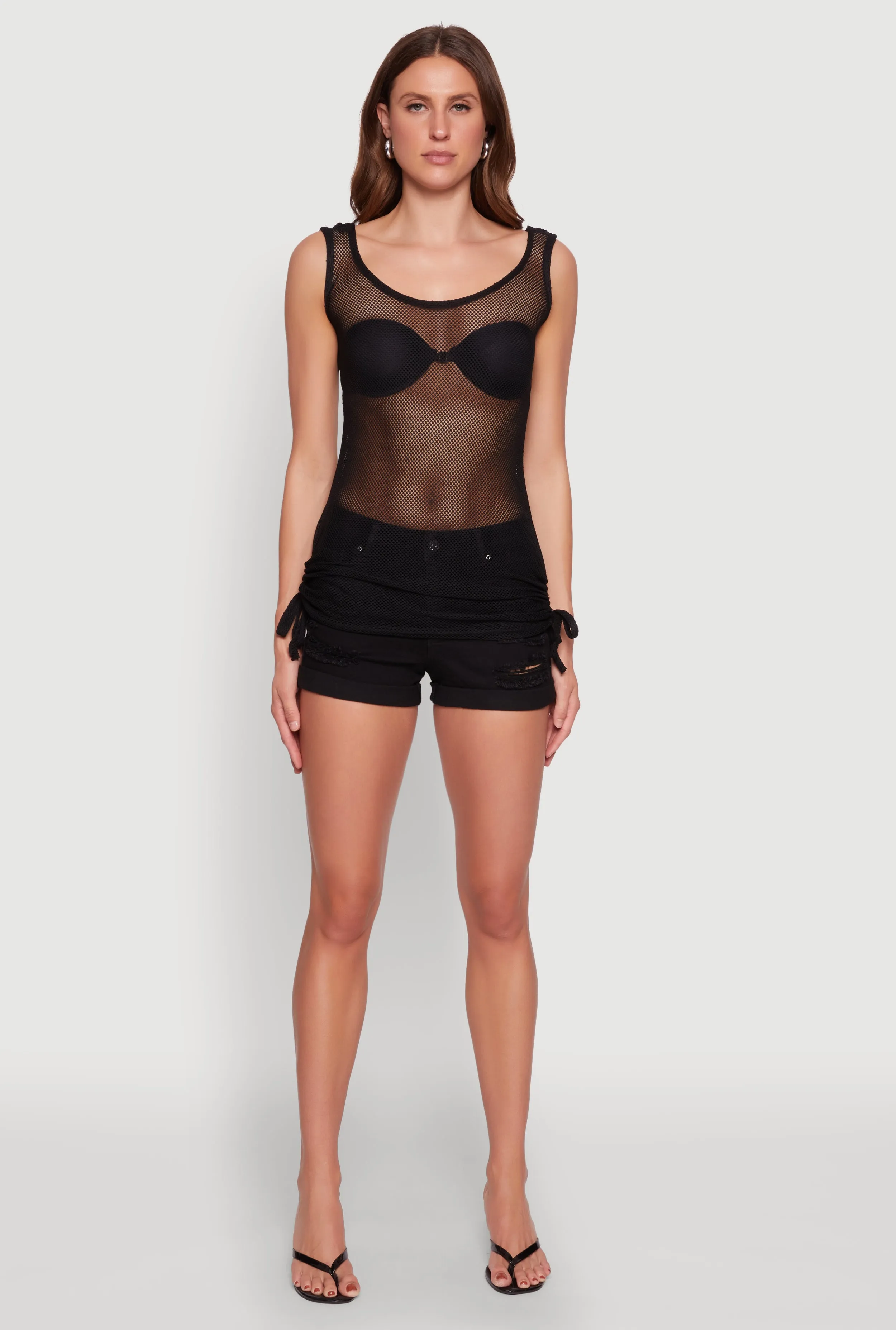 Fishnet Drawstring Sides Tank Top sold by Rainbow product image thumbnail 3