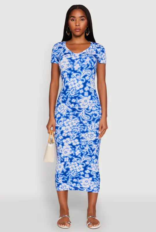 Laser Cut Back Floral Patterned Dress sold by Rainbow