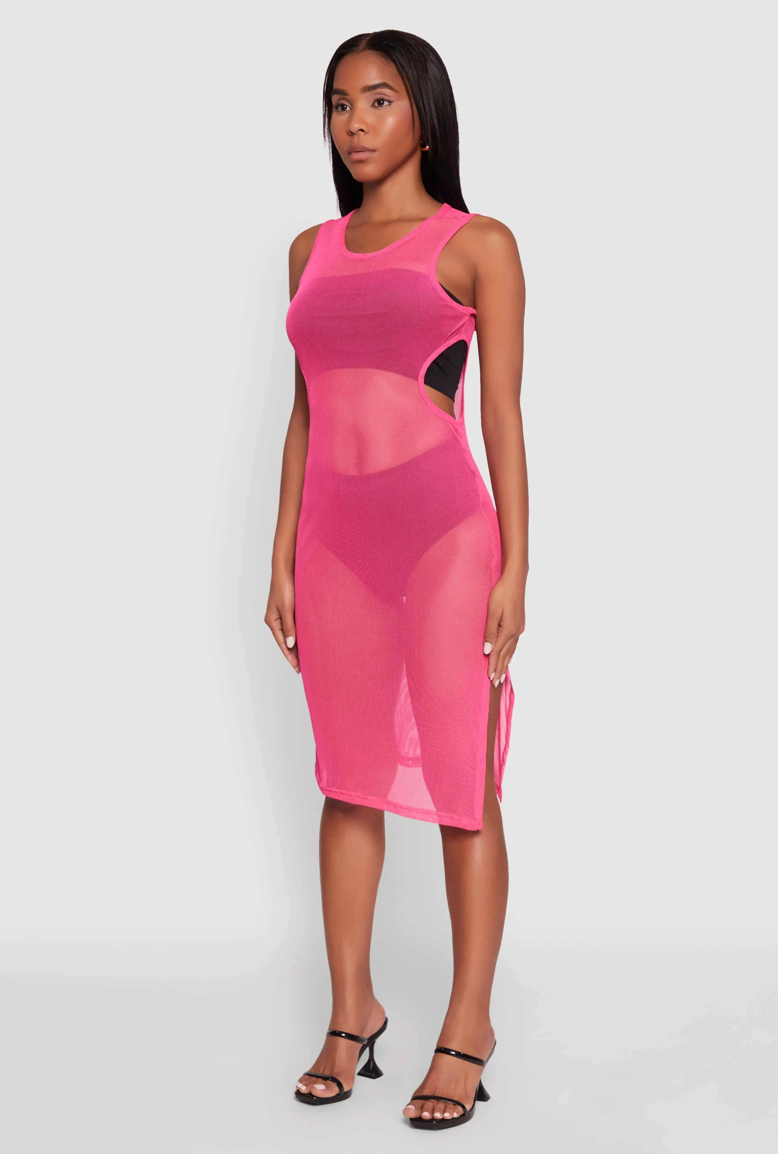 Mesh Side Slit Cut Out Maxi Top sold by Rainbow product image thumbnail 3