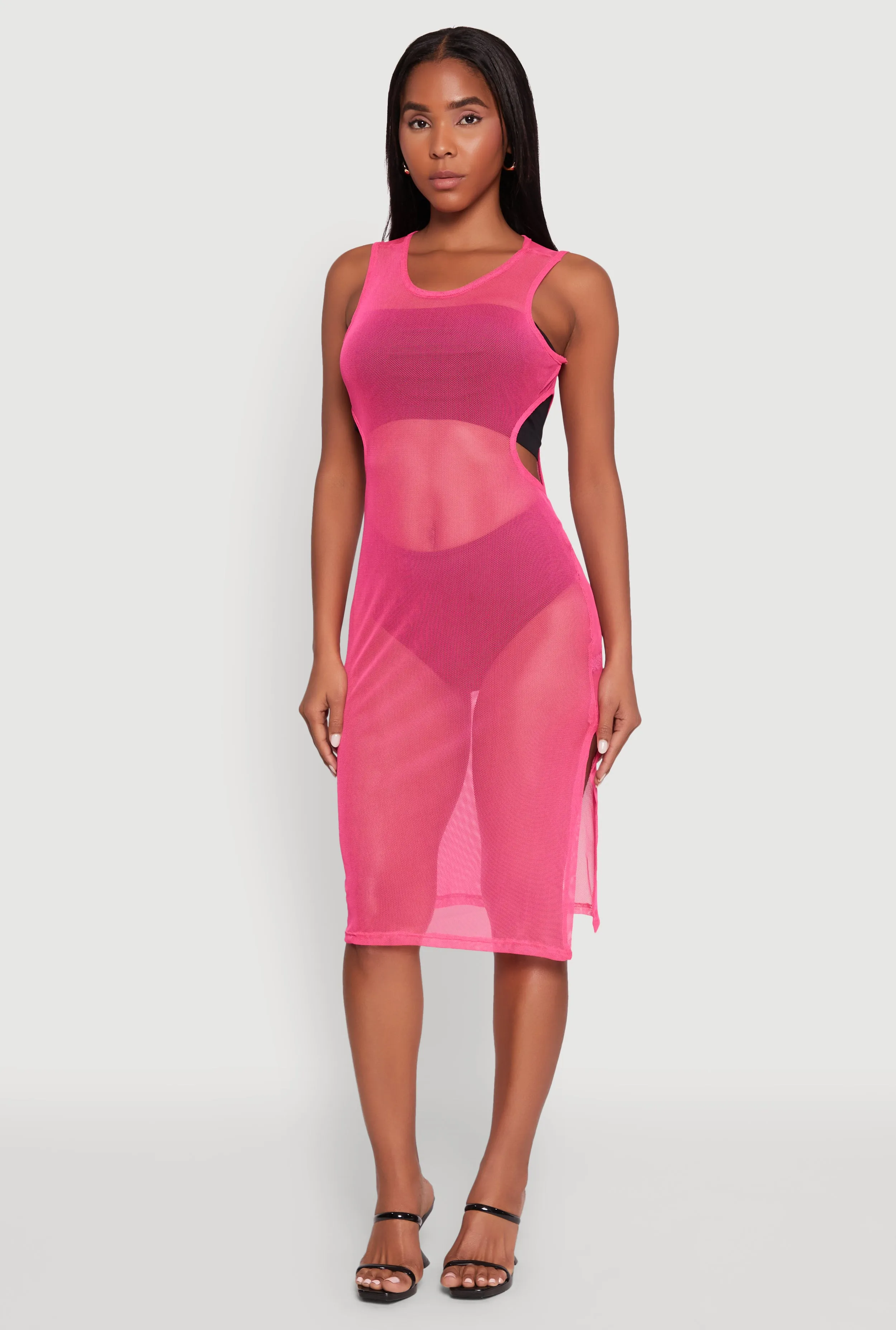 Mesh Side Slit Cut Out Maxi Top sold by Rainbow