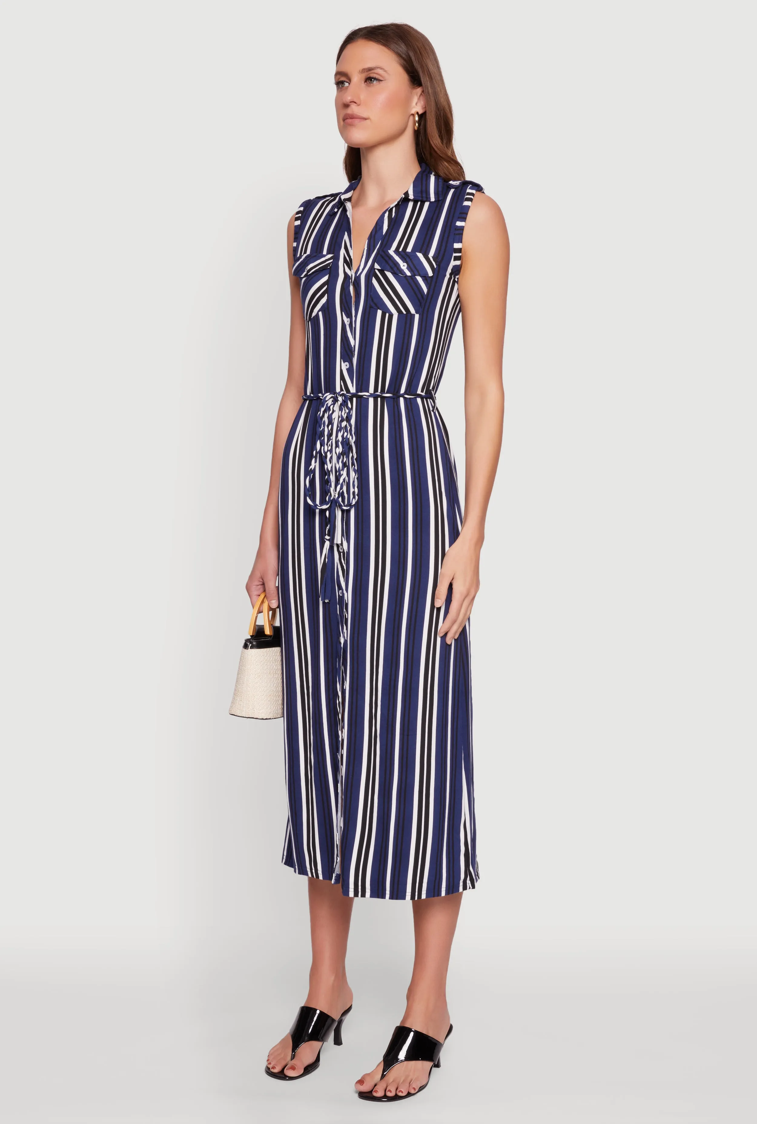 Sleeveless Striped Shirt Dress sold by Rainbow product image thumbnail 3