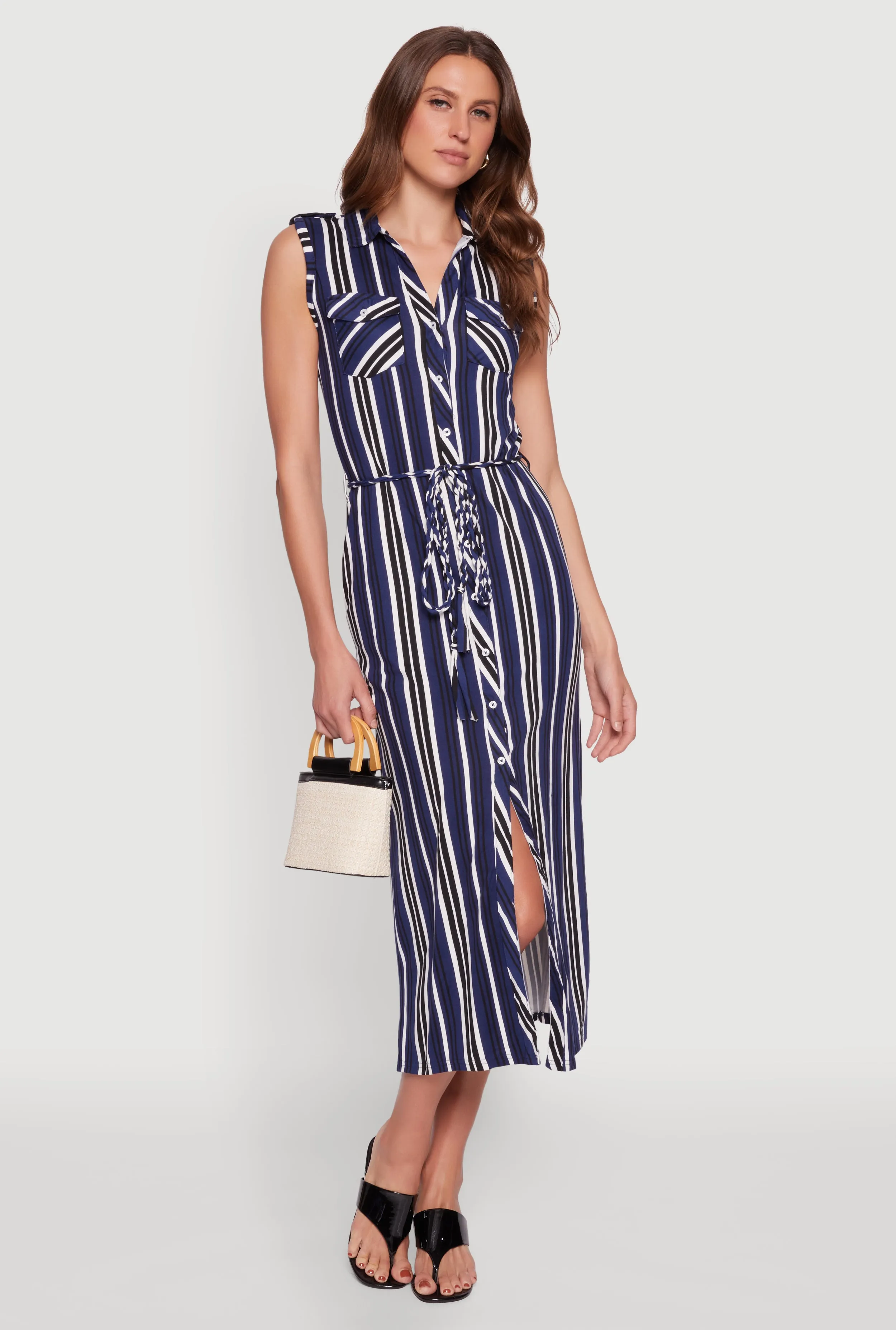 Sleeveless Striped Shirt Dress sold by Rainbow