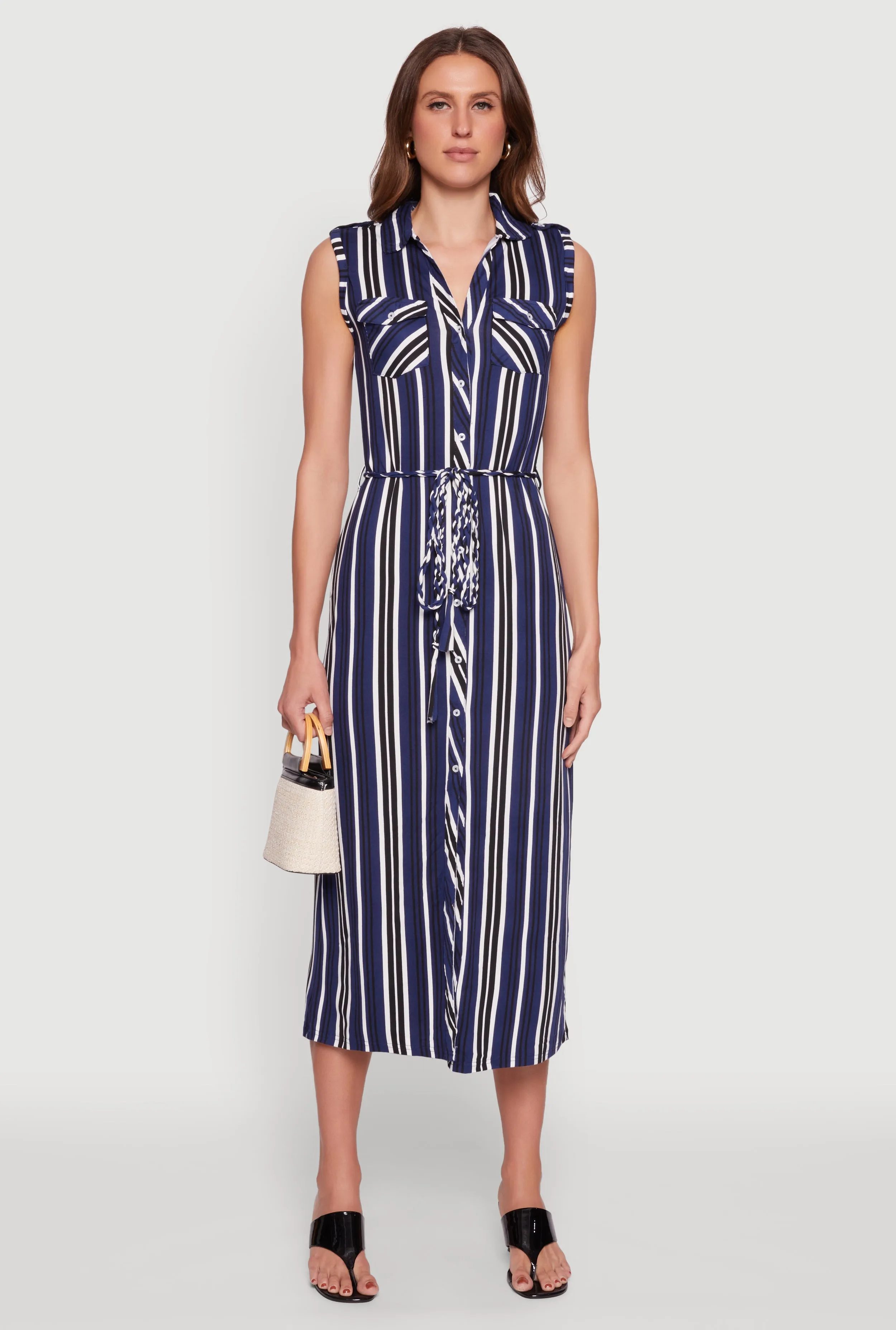 Sleeveless Striped Shirt Dress sold by Rainbow product image thumbnail 2