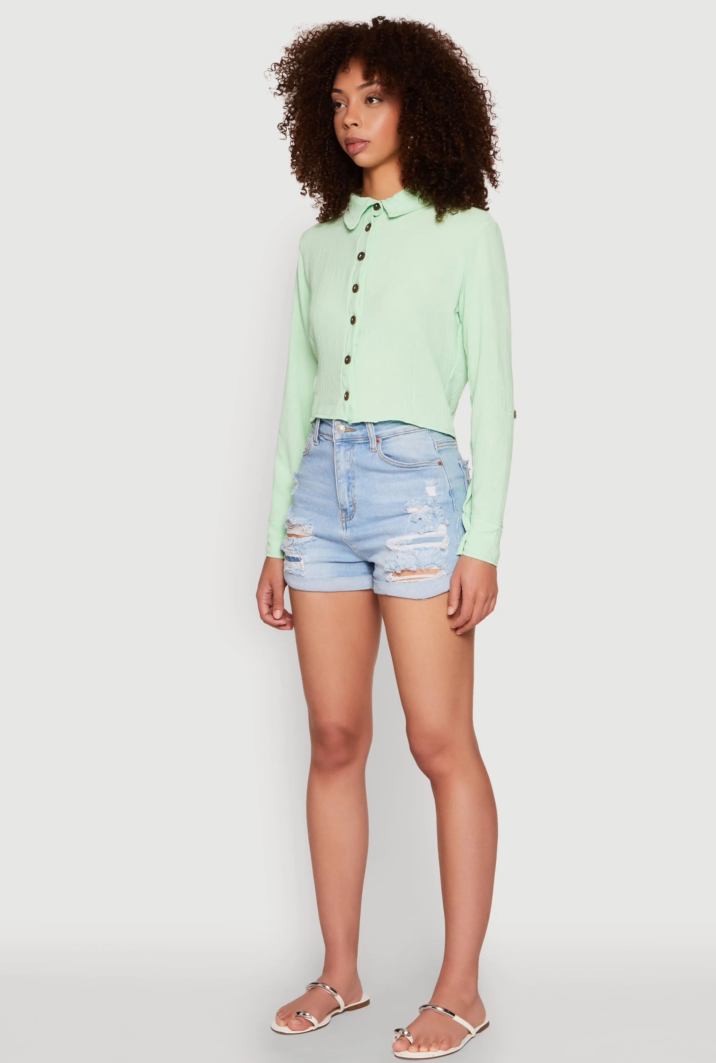 Keyhole Tie Back Long Sleeve Shirt sold by Rainbow product image thumbnail 5