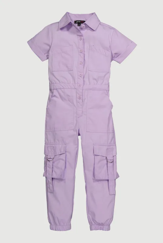 Little Girls Poplin Cargo Jumpsuit sold by Rainbow