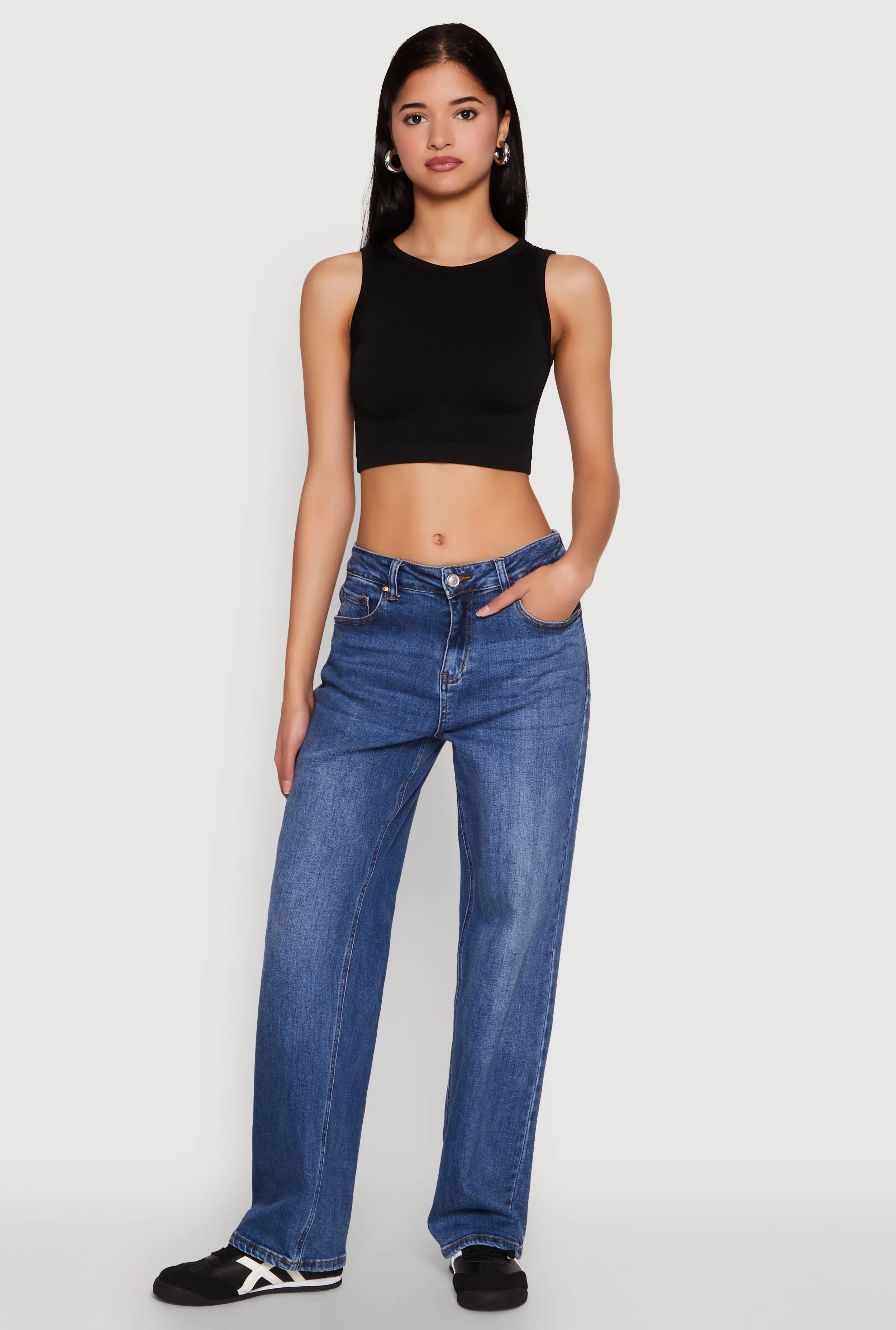 Textured Knit Seamless Cropped Tank Top sold by Rainbow