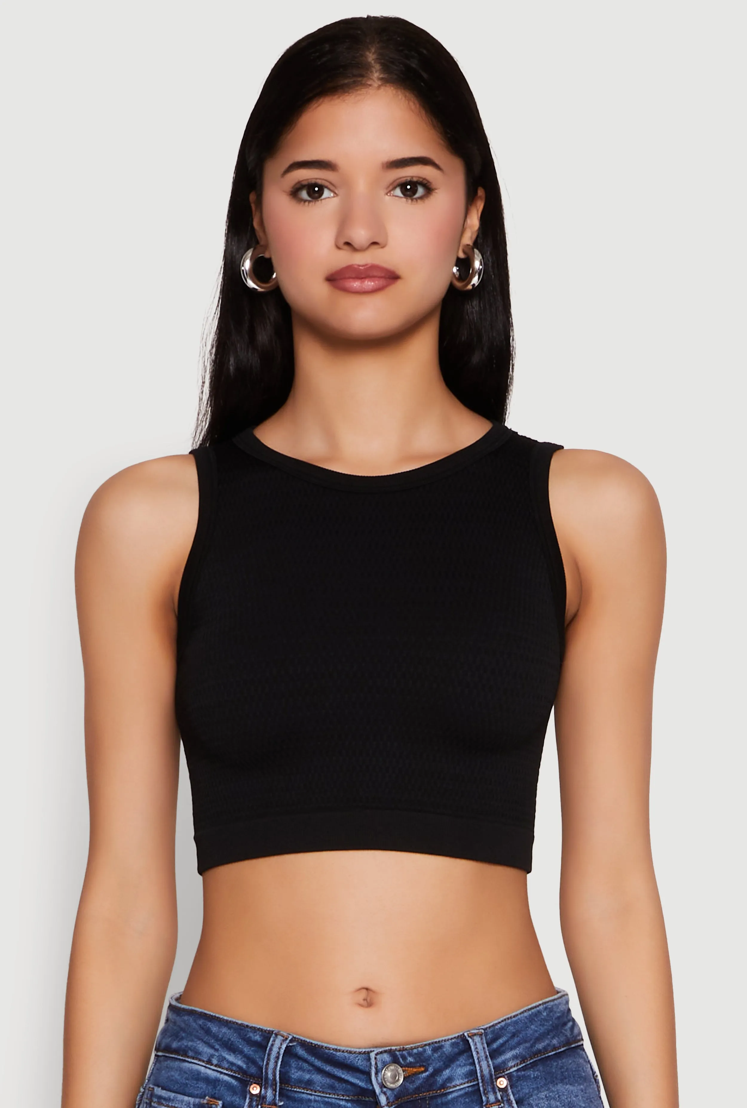 Textured Knit Seamless Cropped Tank Top sold by Rainbow product image thumbnail 2