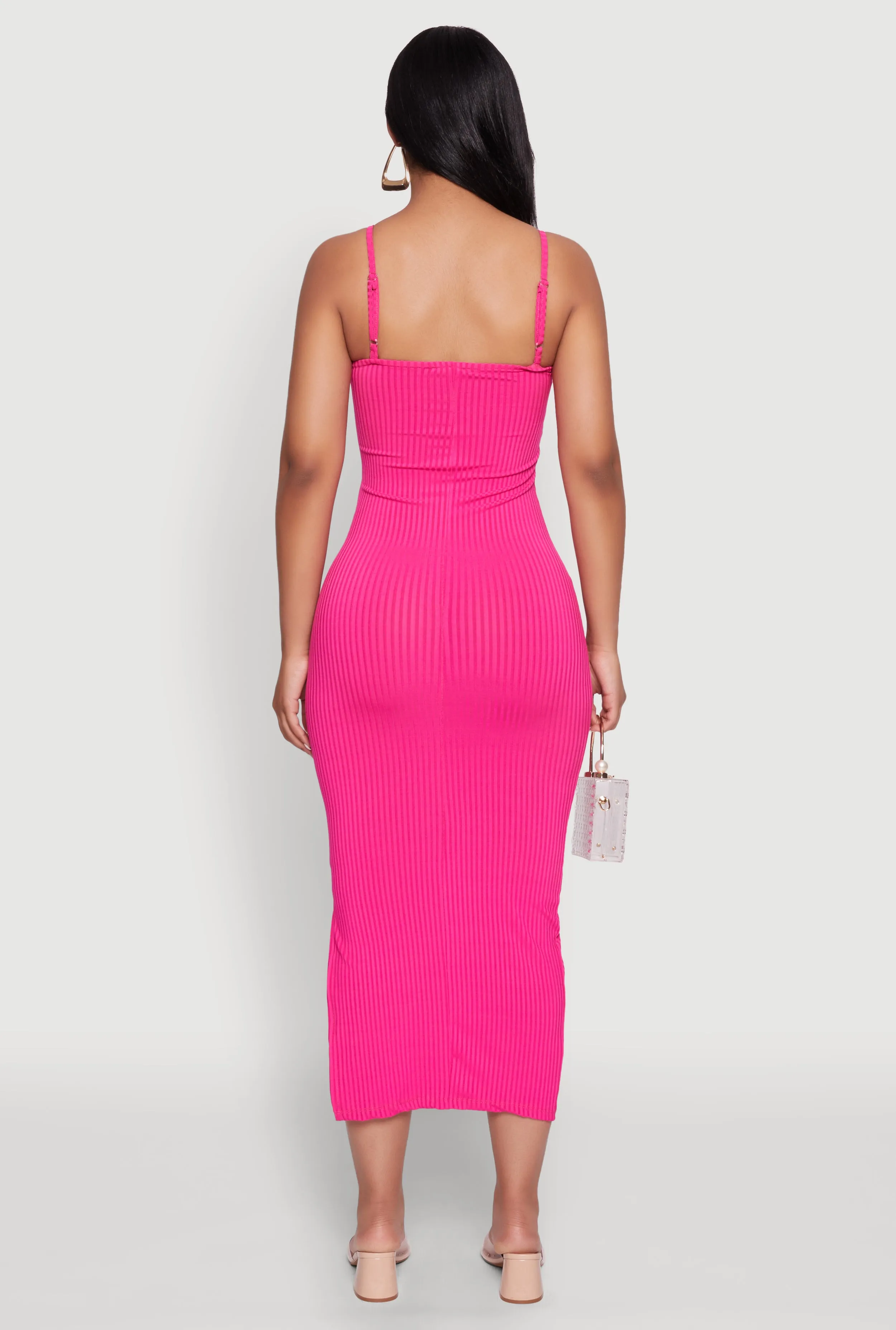 Ribbed Knit Side Slit Cami Maxi Dress sold by Rainbow product image thumbnail 5