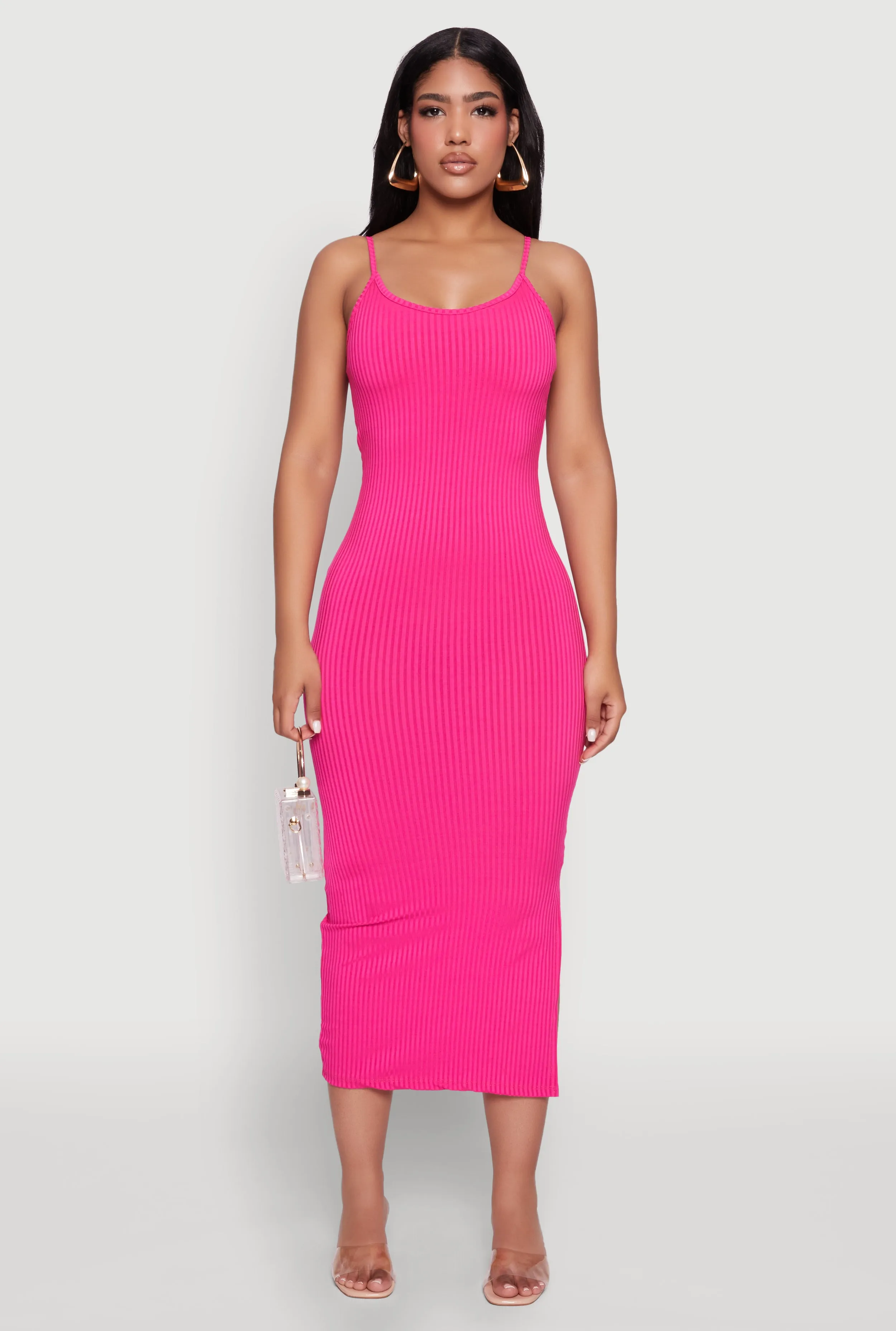 Ribbed Knit Side Slit Cami Maxi Dress sold by Rainbow product image thumbnail 2