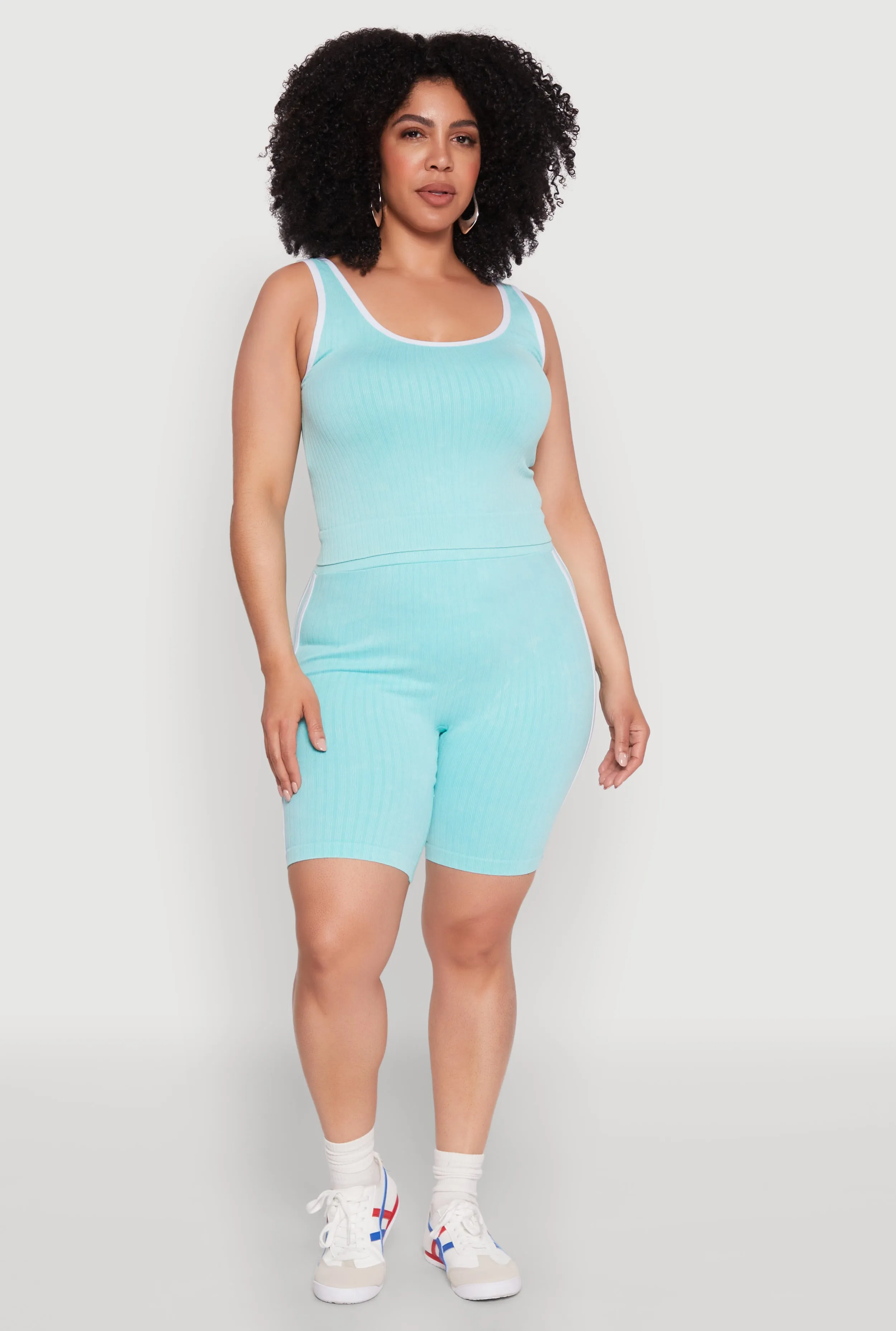 Plus Size Mineral Wash Contrast Trim Crop Top sold by Rainbow product image thumbnail 3