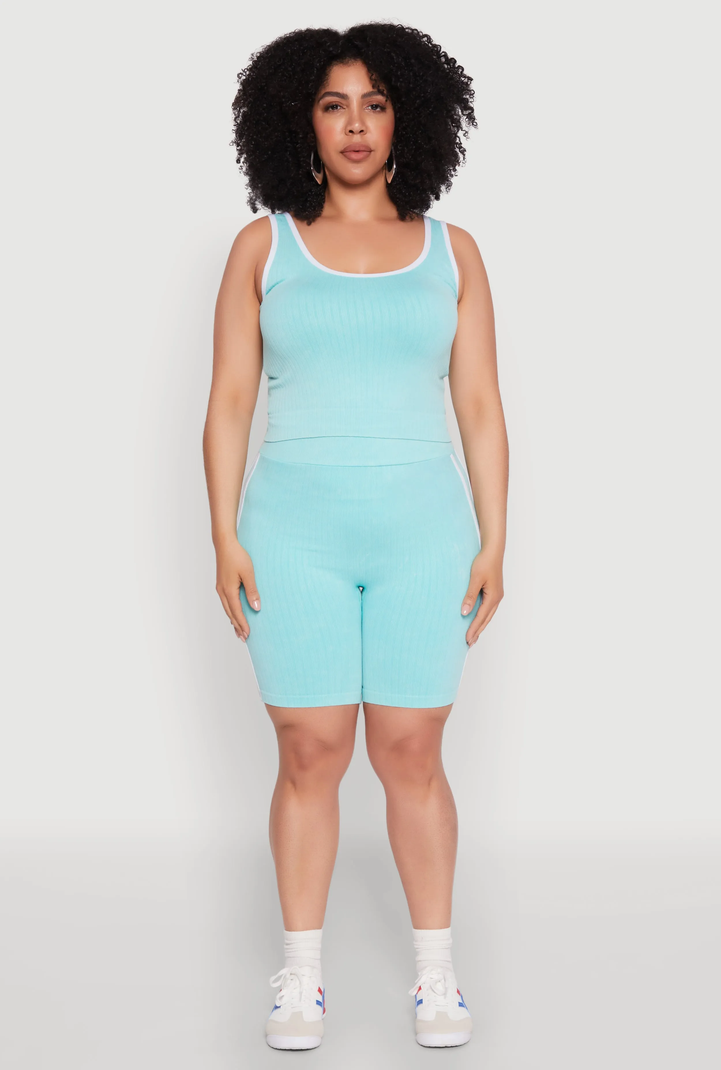 Plus Size Mineral Wash Contrast Trim Crop Top sold by Rainbow product image thumbnail 2